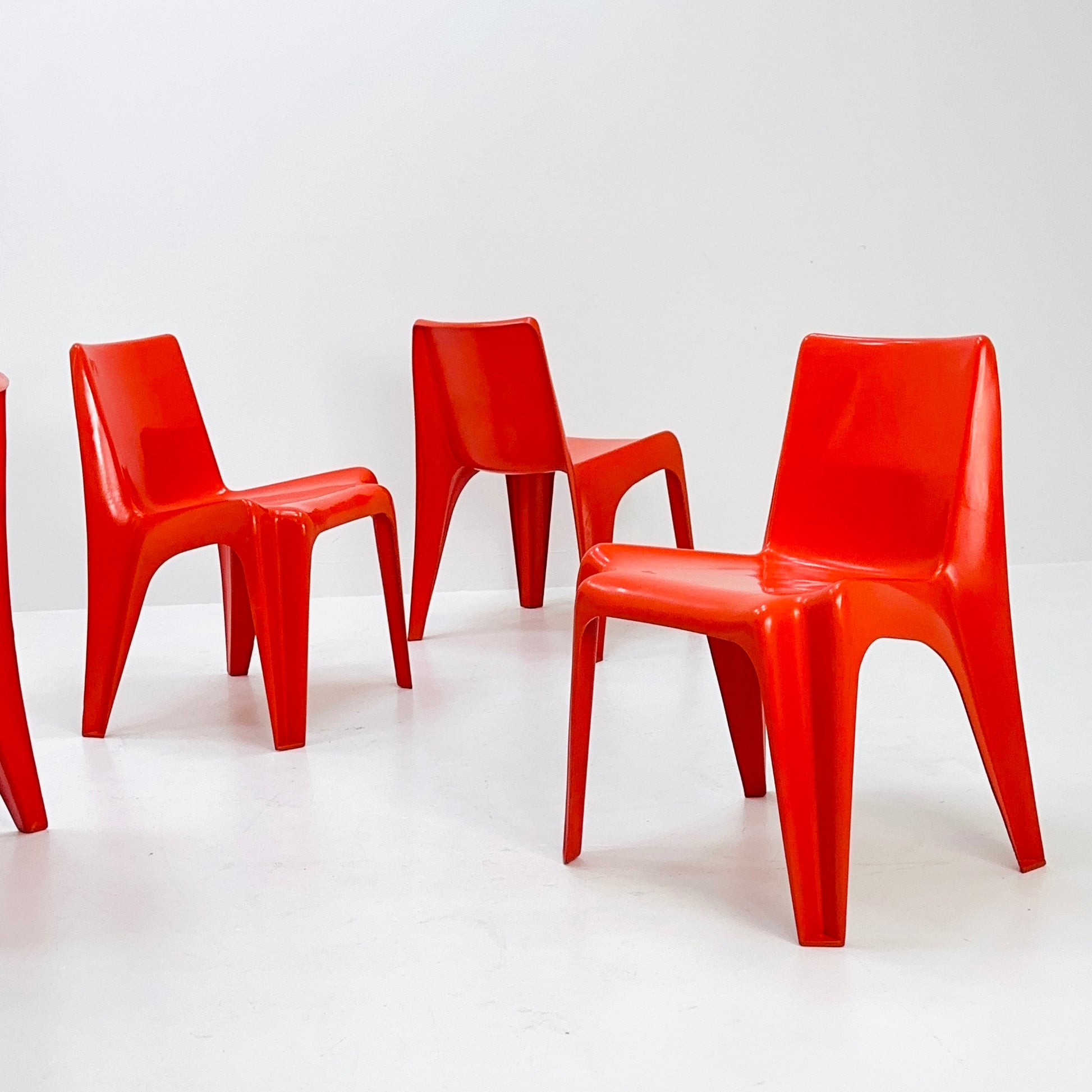 Space age Set of 4 Dining chairs Bofinger BA1171 chair by Helmut Bätzner,1970