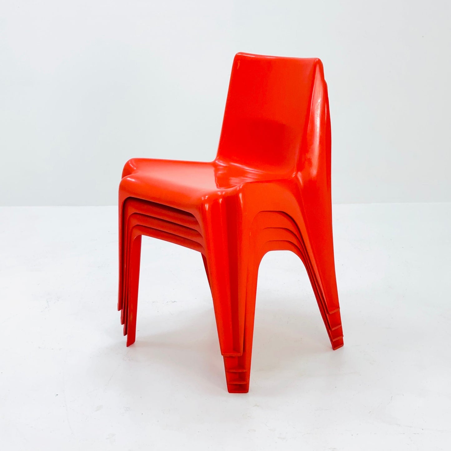 Space age Set of 4 Dining chairs Bofinger BA1171 chair by Helmut Bätzner,1970