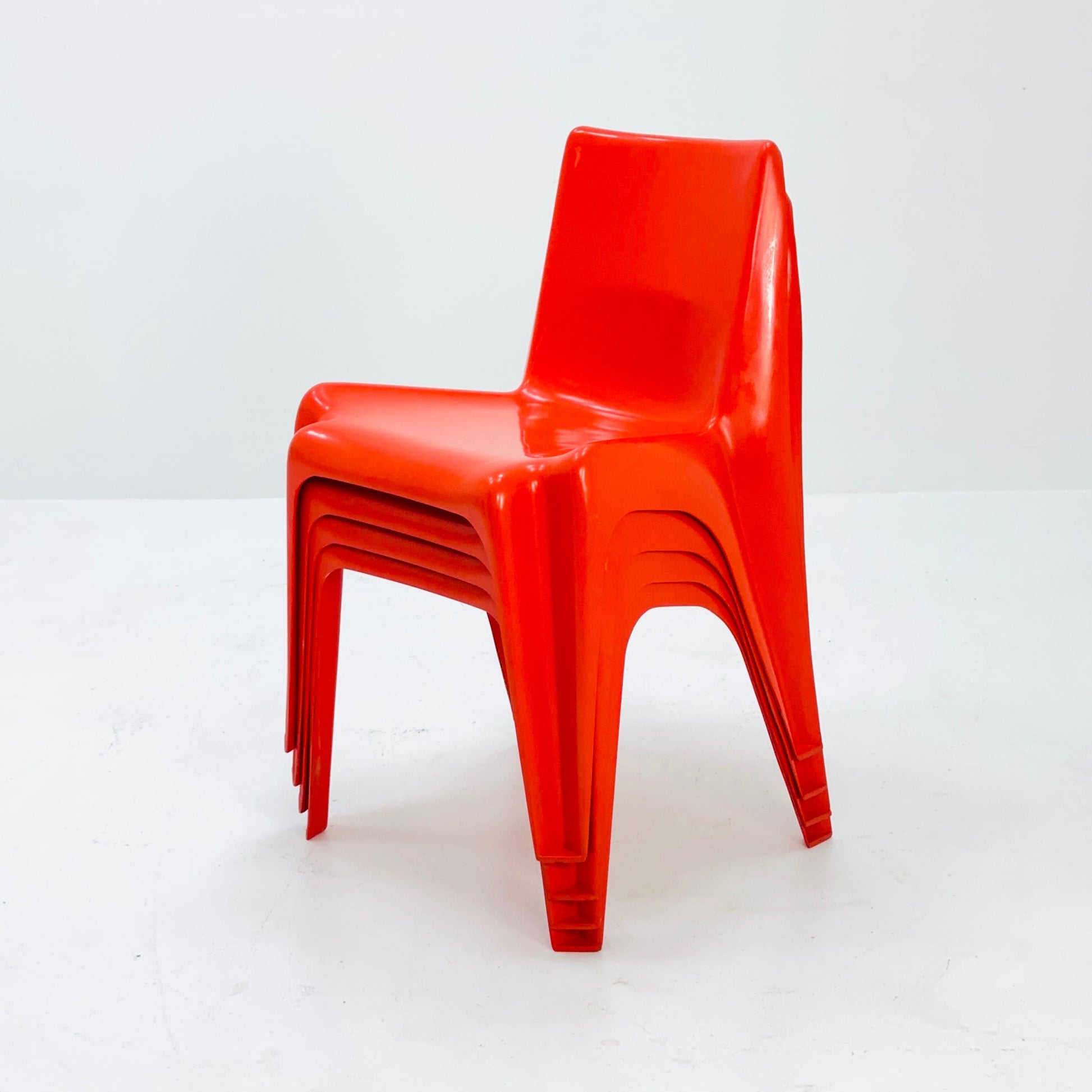 Space age Set of 4 Dining chairs Bofinger BA1171 chair by Helmut Bätzner,1970