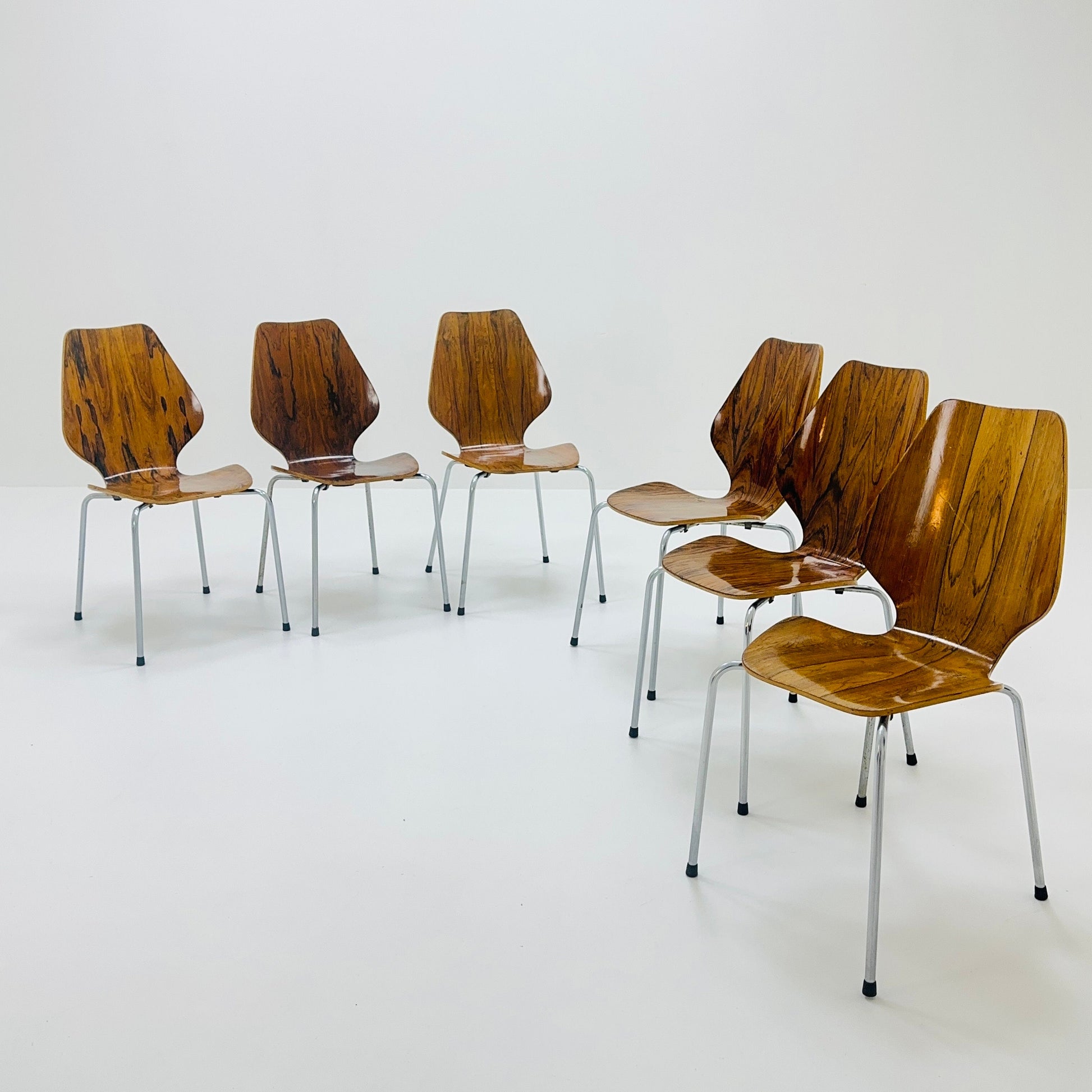 Set of 6 Dining Chairs by Herbert Hirche, Jofy Stalmobler, Denmark, 1960s