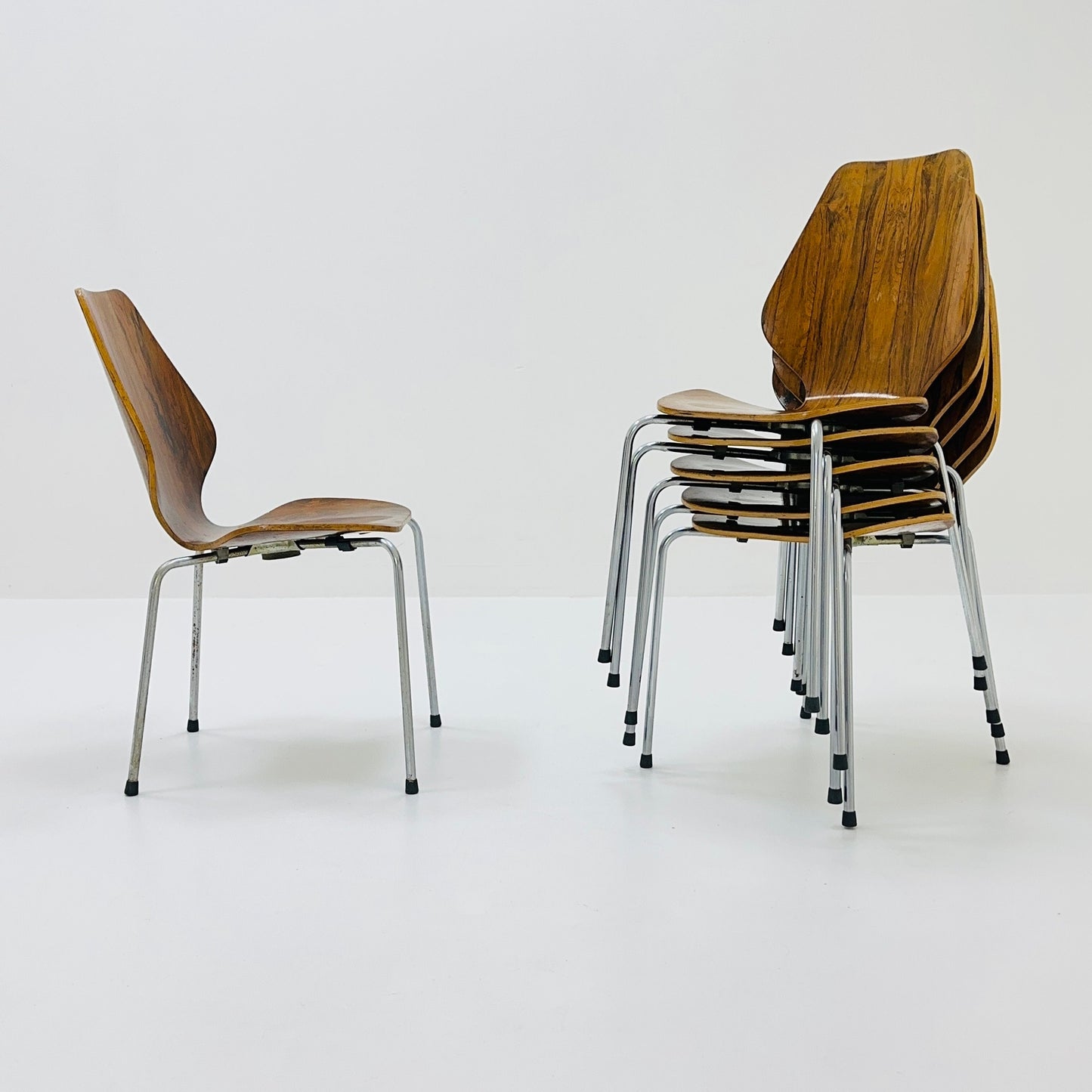 Set of 6 Dining Chairs by Herbert Hirche, Jofy Stalmobler, Denmark, 1960s