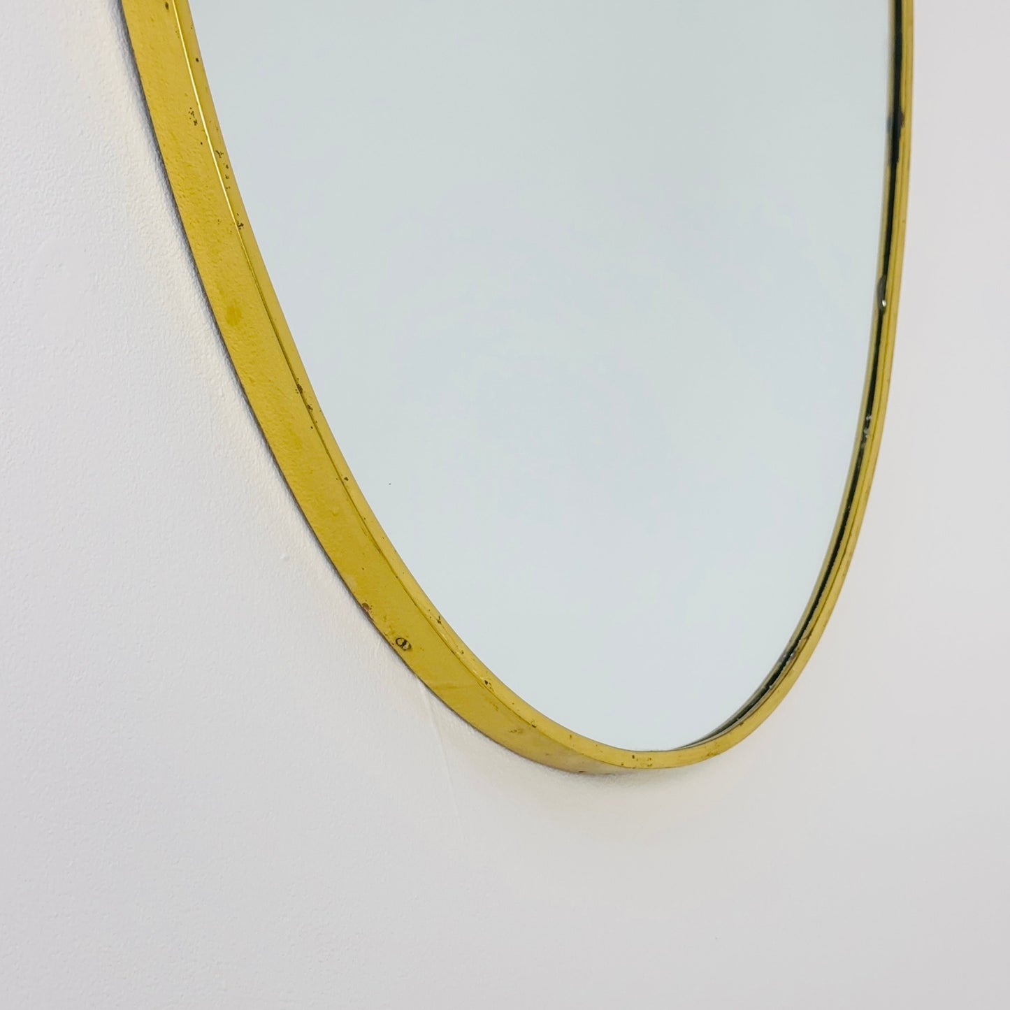 Mid Century XXL asymmetric German brass Original kidney wall mirror from the 60s
