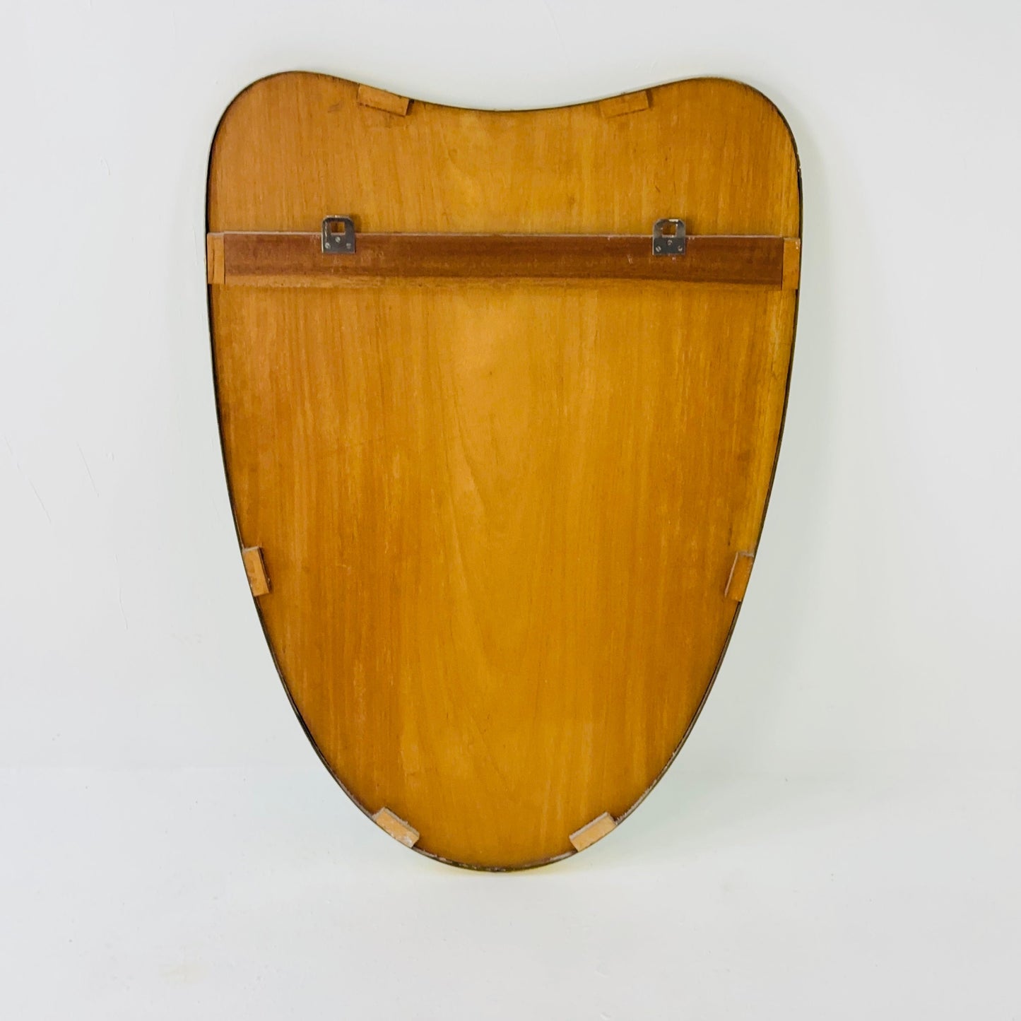 Mid Century XXL asymmetric German brass Original kidney wall mirror from the 60s