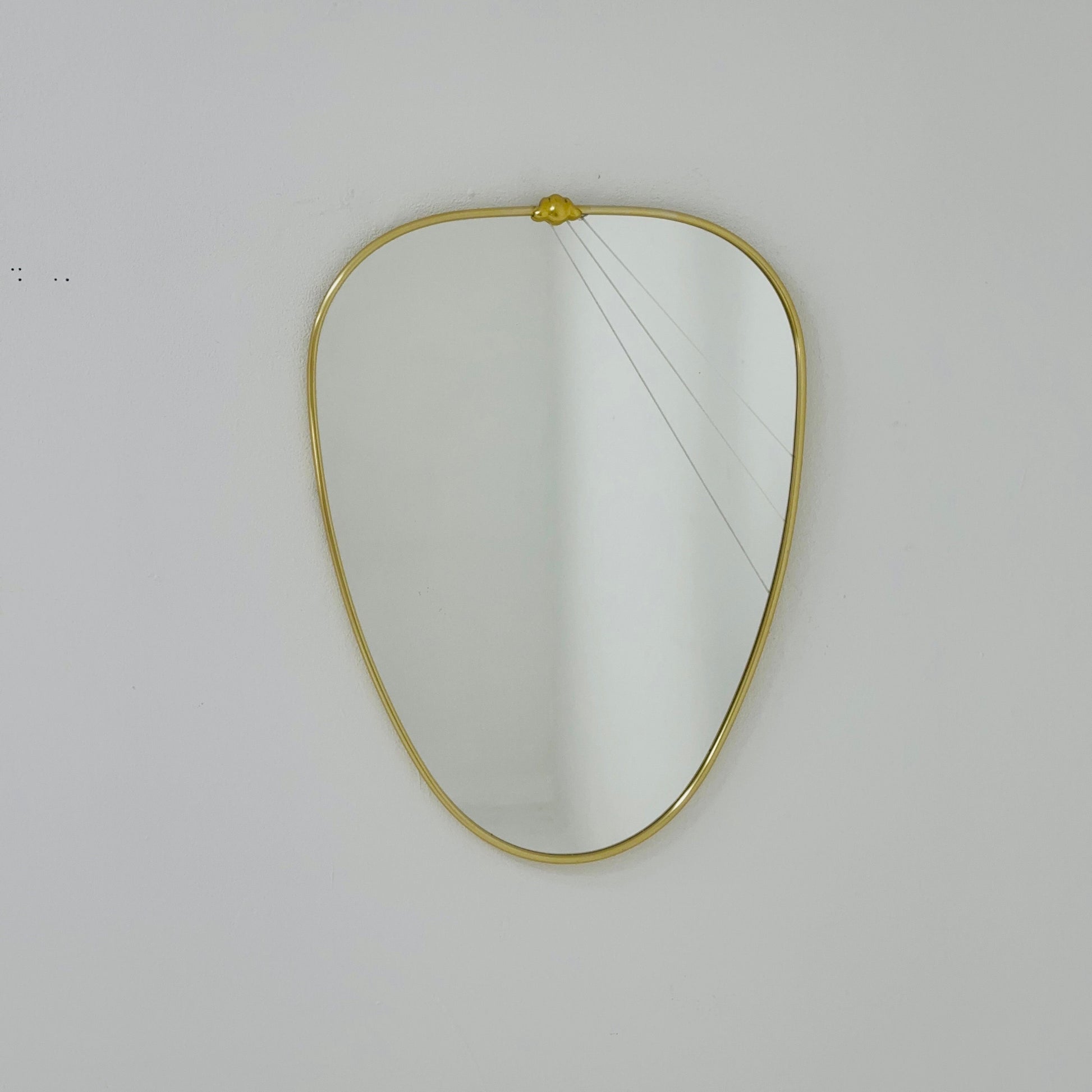 Mid Century asymmetric German brass Original kidney wall mirror from the 60s model number 986