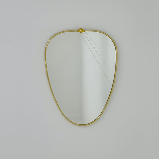 Mid Century asymmetric German brass Original kidney wall mirror from the 60s model number 986