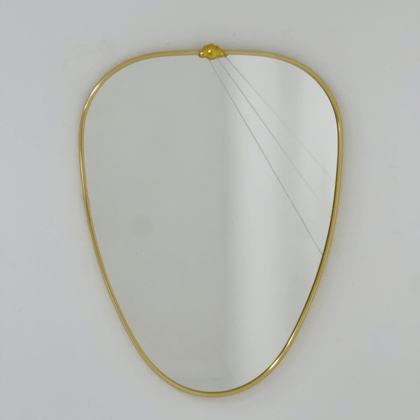 Mid Century asymmetric German brass Original kidney wall mirror from the 60s model number 986