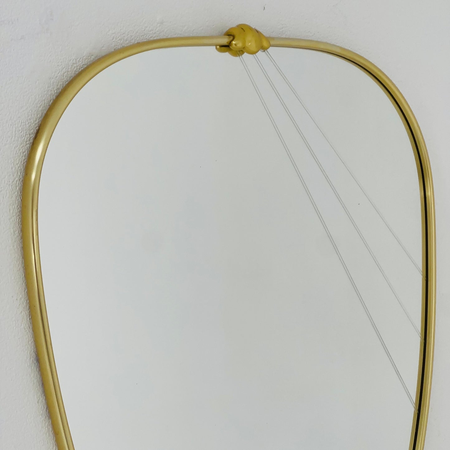 Mid Century asymmetric German brass Original kidney wall mirror from the 60s model number 986