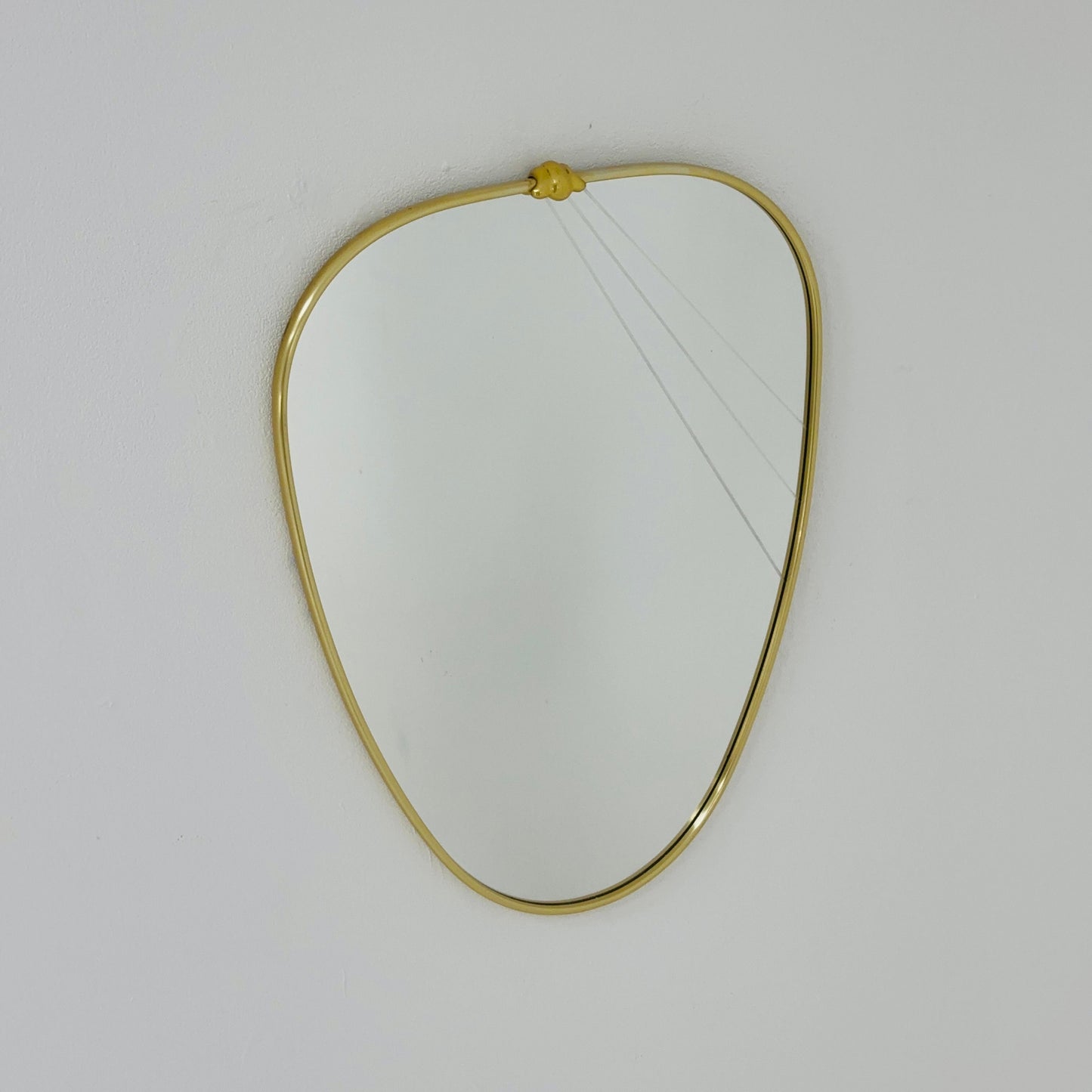 Mid Century asymmetric German brass Original kidney wall mirror from the 60s model number 986