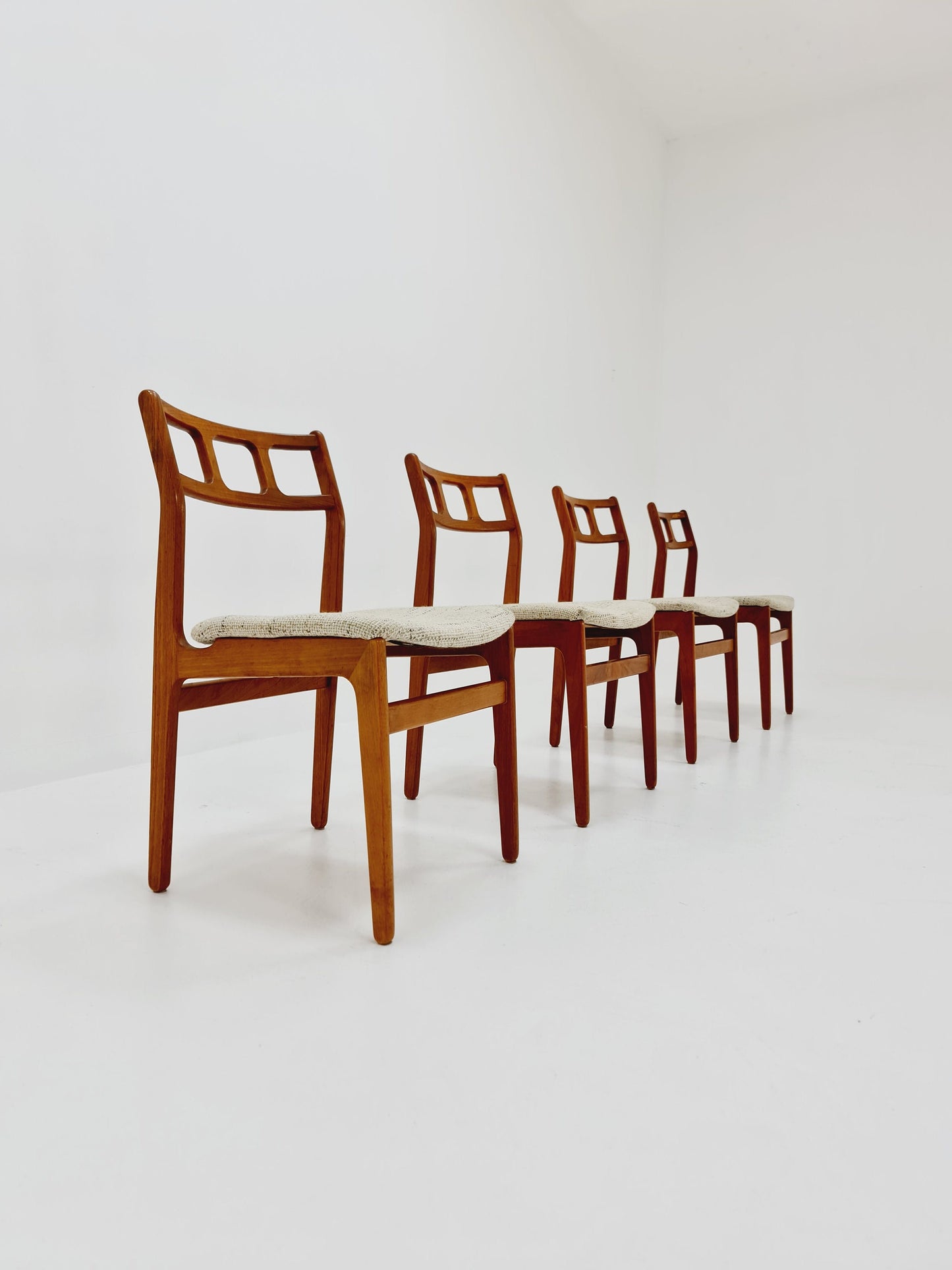 Vintage Danish solid teak dining chairs By Uldum , 1960s, Set of 4