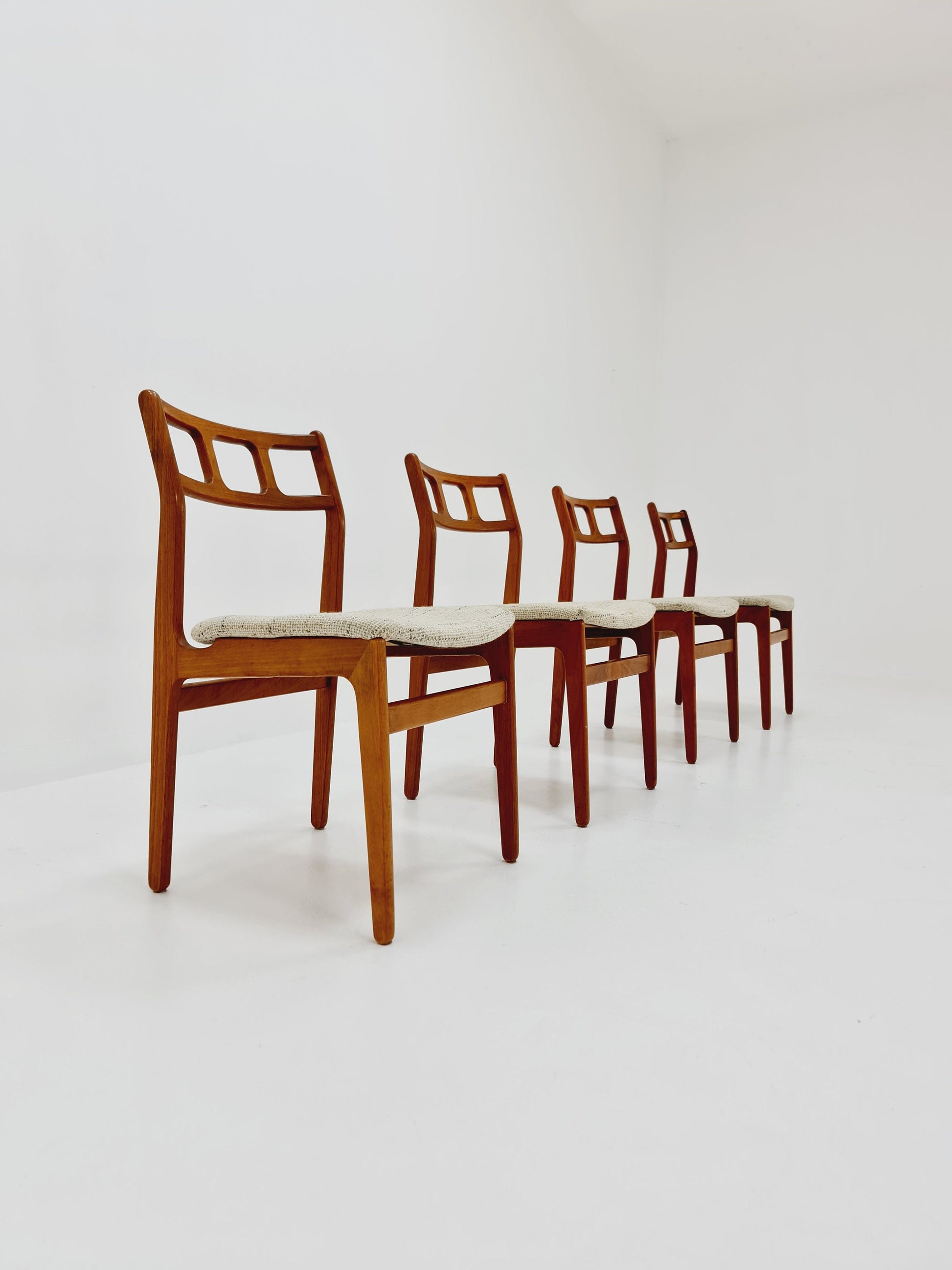Vintage Danish solid teak dining chairs By Uldum , 1960s, Set of 4