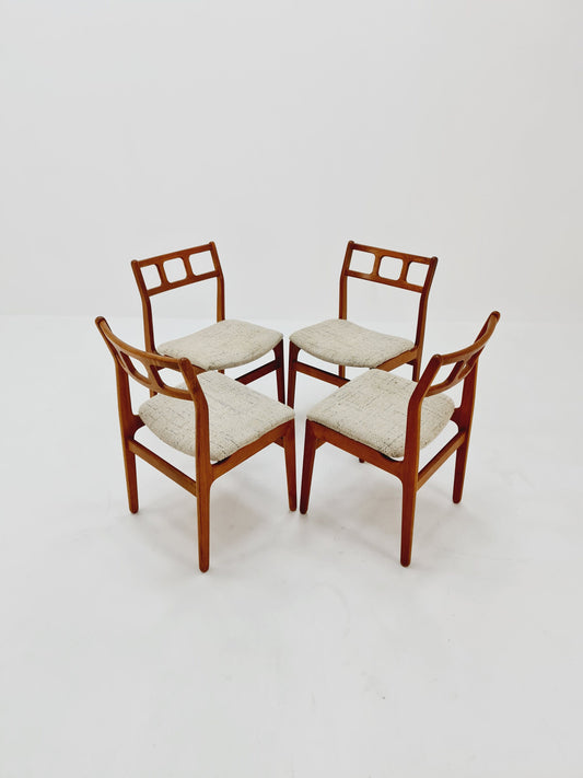 Vintage Danish solid teak dining chairs By Uldum , 1960s, Set of 4