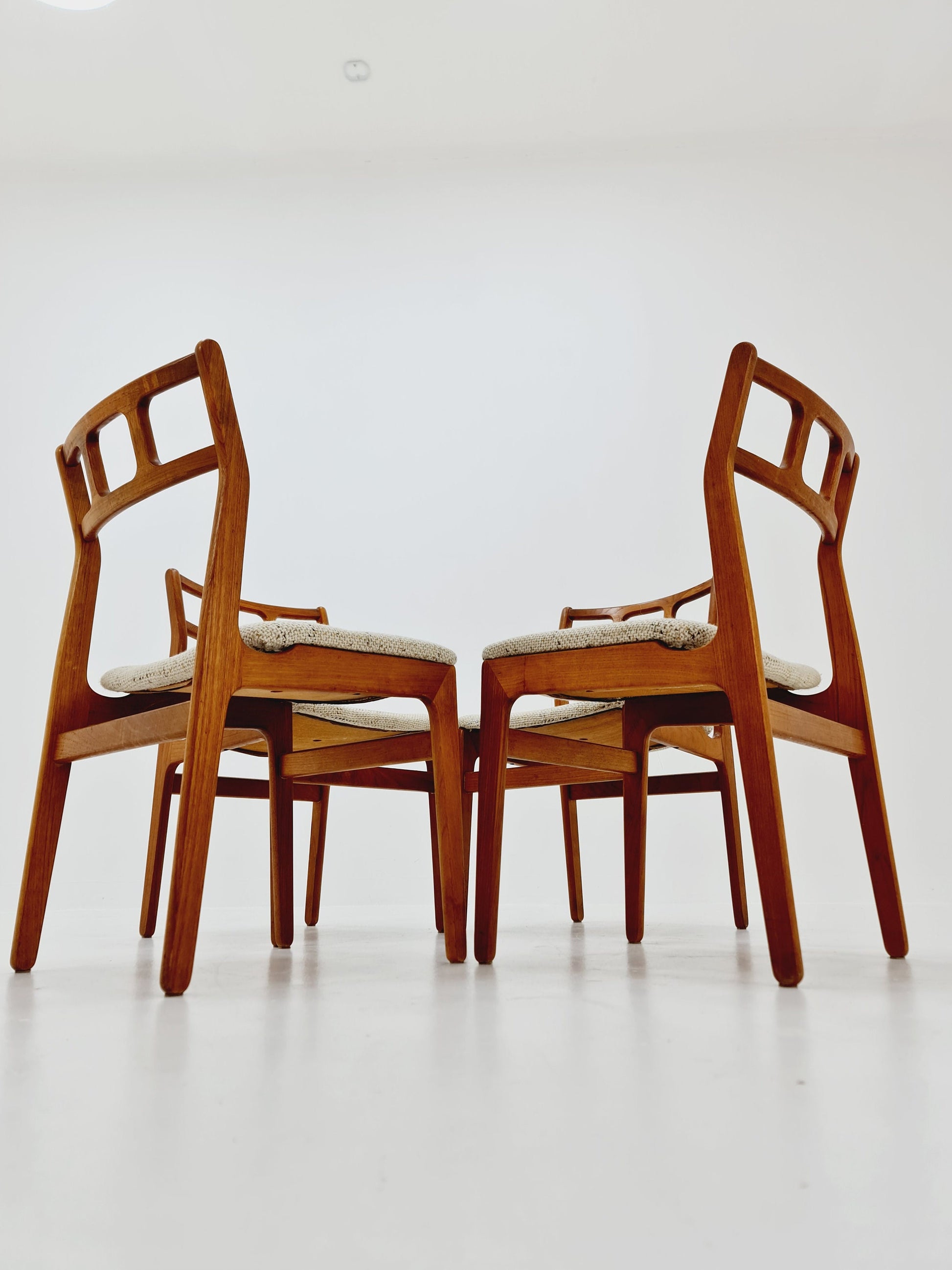 Vintage Danish solid teak dining chairs By Uldum , 1960s, Set of 4