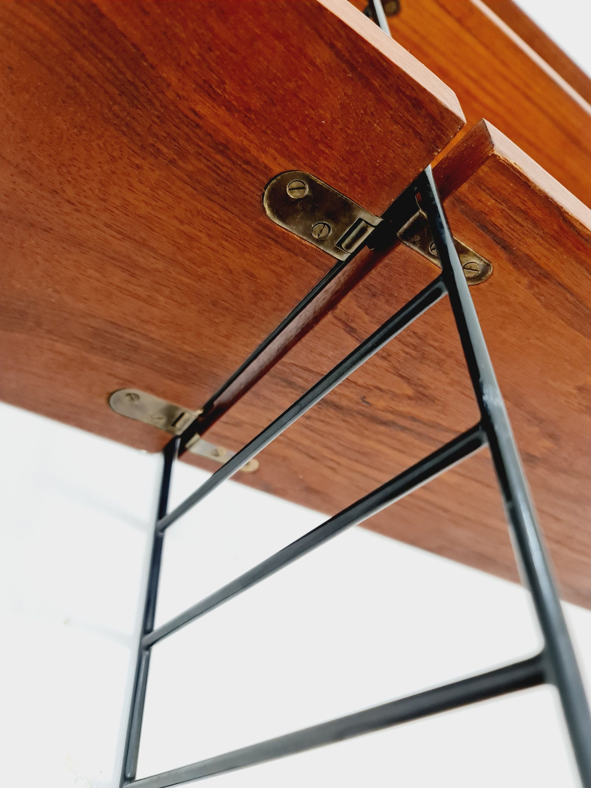 Wall-mounted original Swedish string shelf-system, bookcase teak by Nils & Kajsa Strinning, 1960s