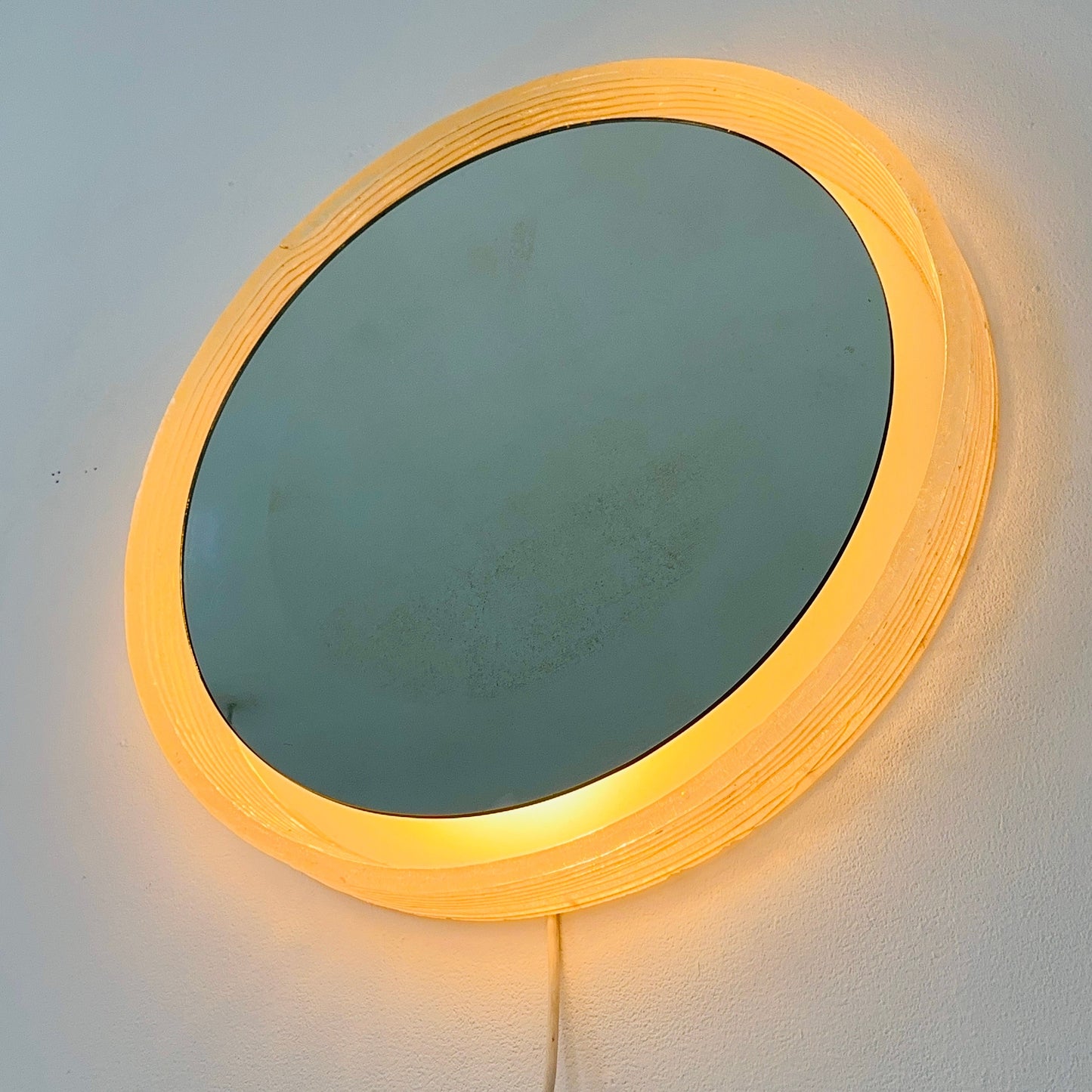 Schock Lucite mid century illuminated large wall mirror, Germany 1970s 