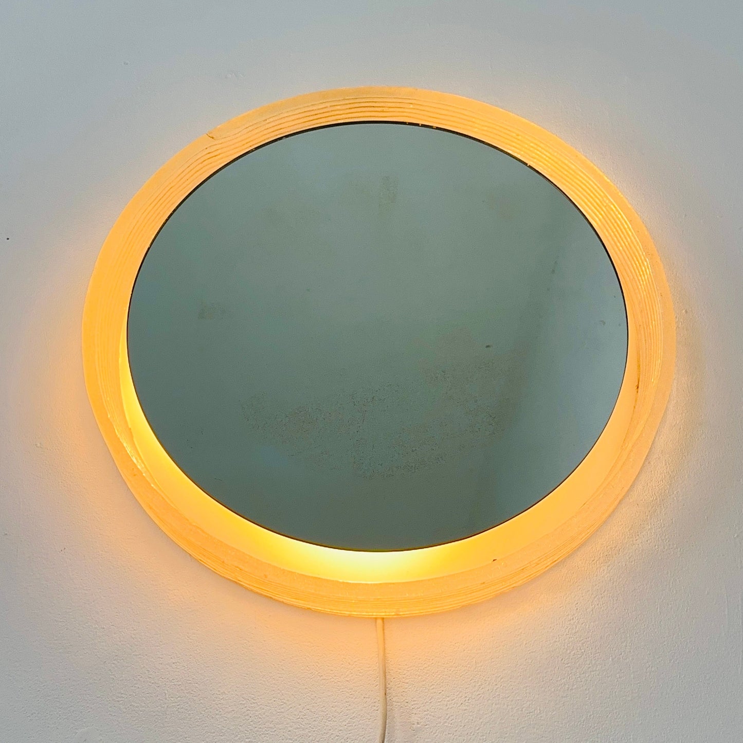 Schock Lucite mid century illuminated large wall mirror, Germany 1970s 