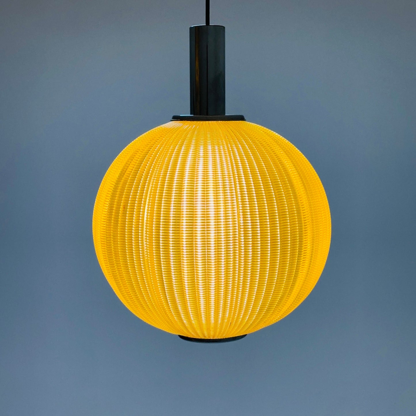 Space age ball yellow plastic pendant lamp Germany 1970s