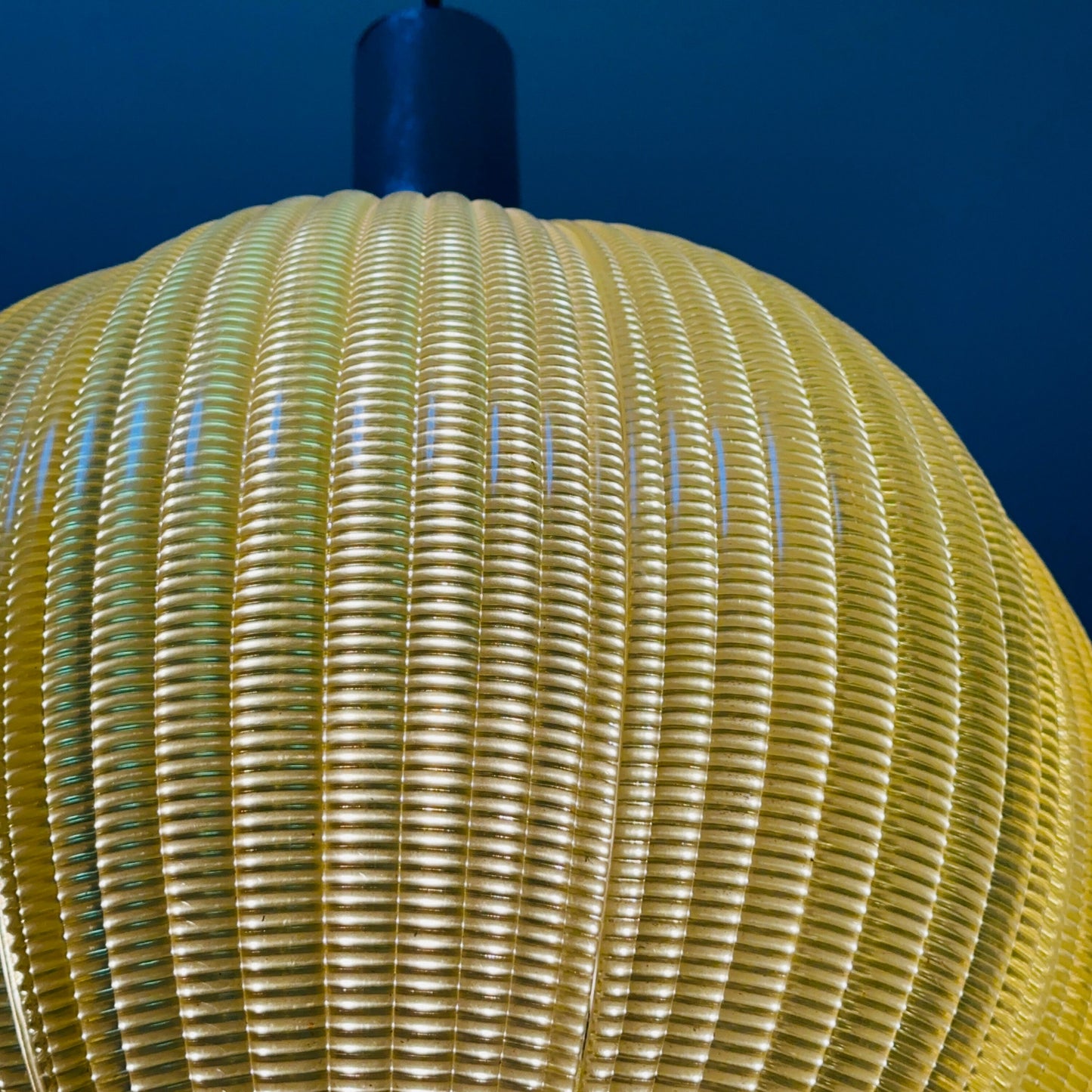 Space age ball yellow plastic pendant lamp Germany 1970s