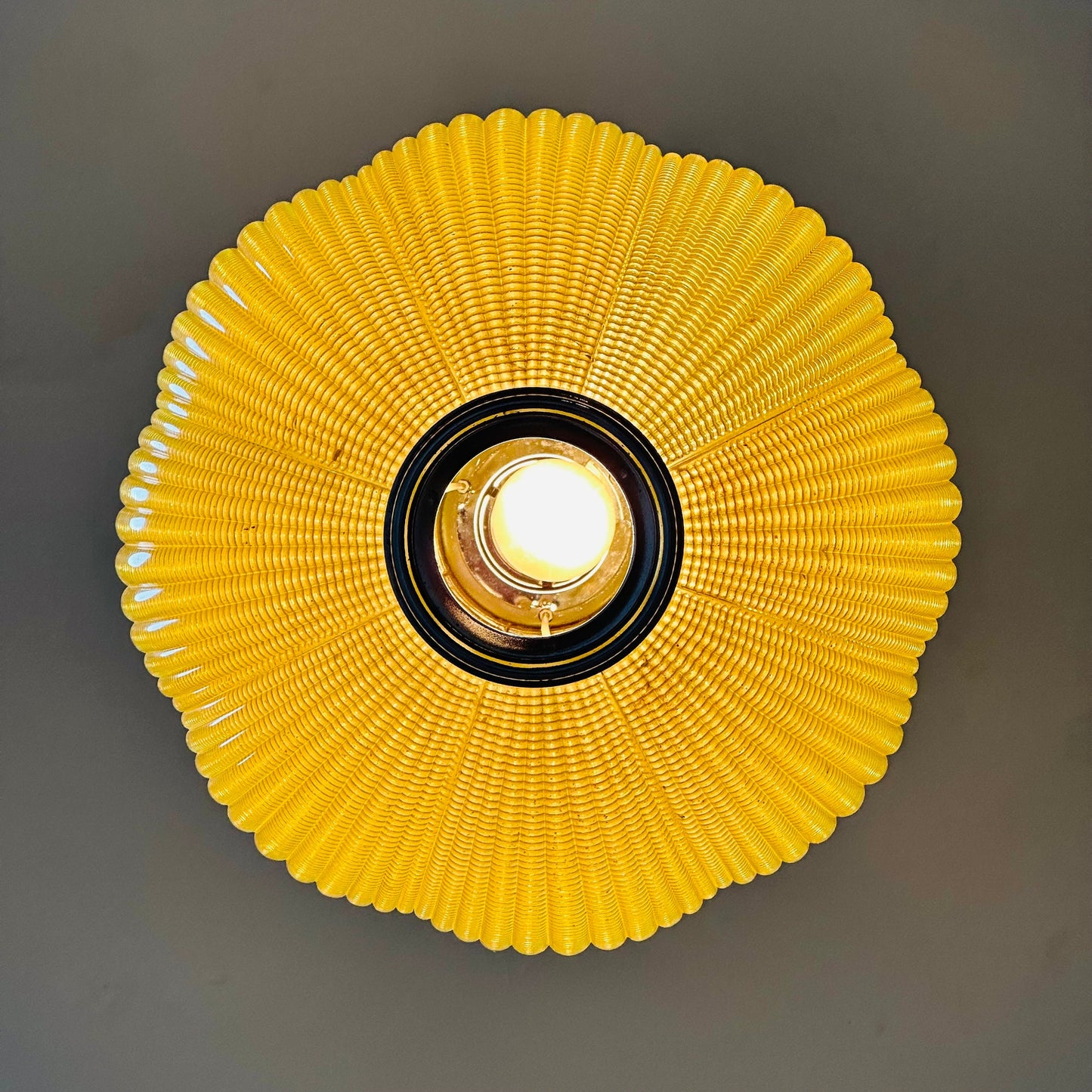 Space age ball yellow plastic pendant lamp Germany 1970s