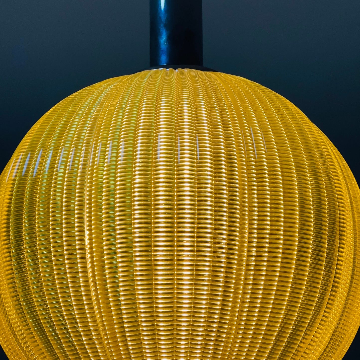 Space age ball yellow plastic pendant lamp Germany 1970s