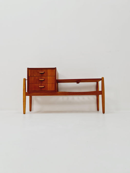 Danish teak & oak telefon table/ hallway table Arne wahl Iversen, 1960s