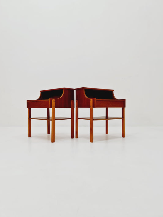 Pair of Swedish Midcentury Teak Vintage Side table/ Bedside table/ Night stand by Carlström & Co, 1960s