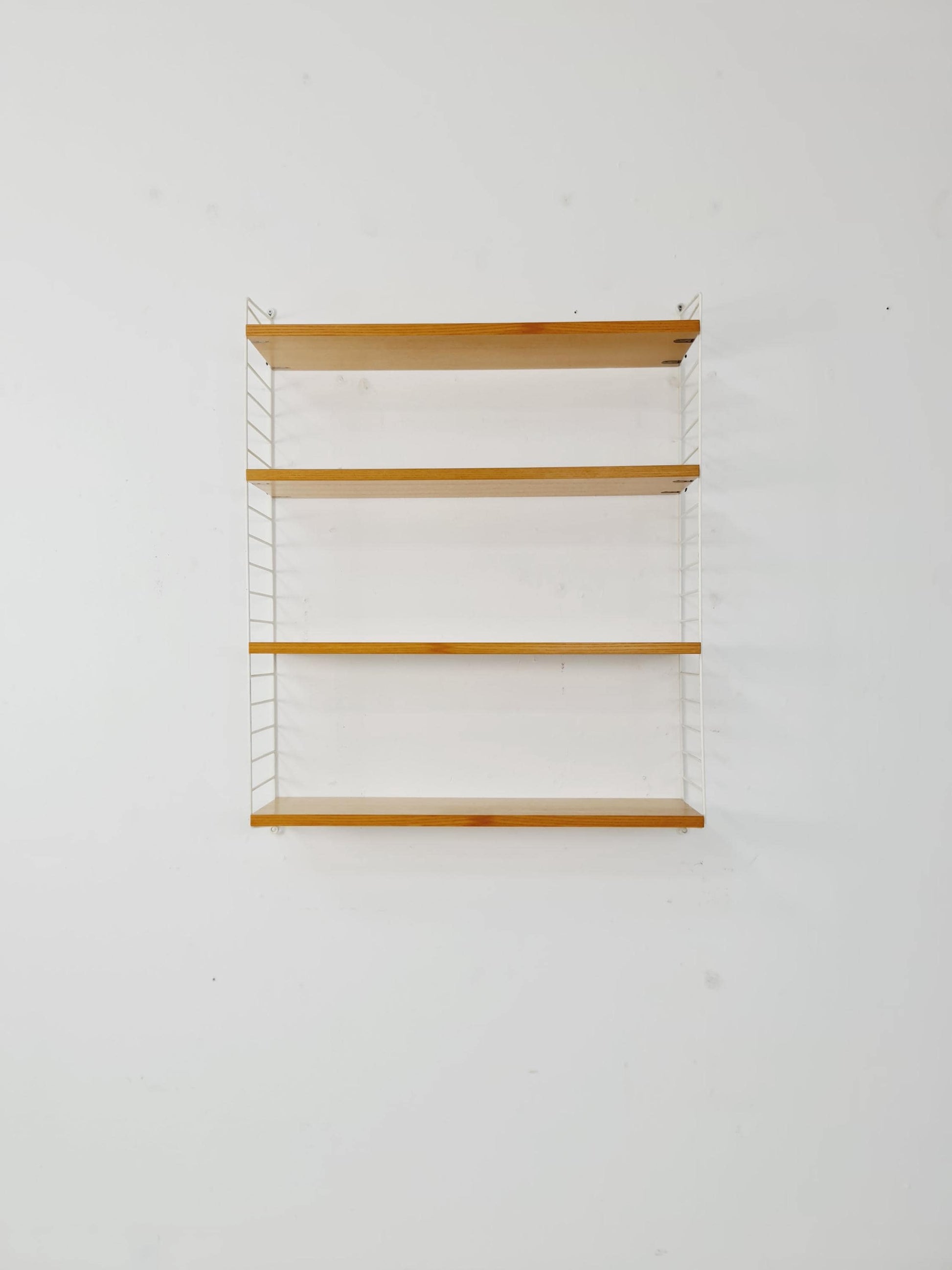 Original MCM Ash shelving system - consists of Black lacquered metal ladders, from string Stockholm 1960s