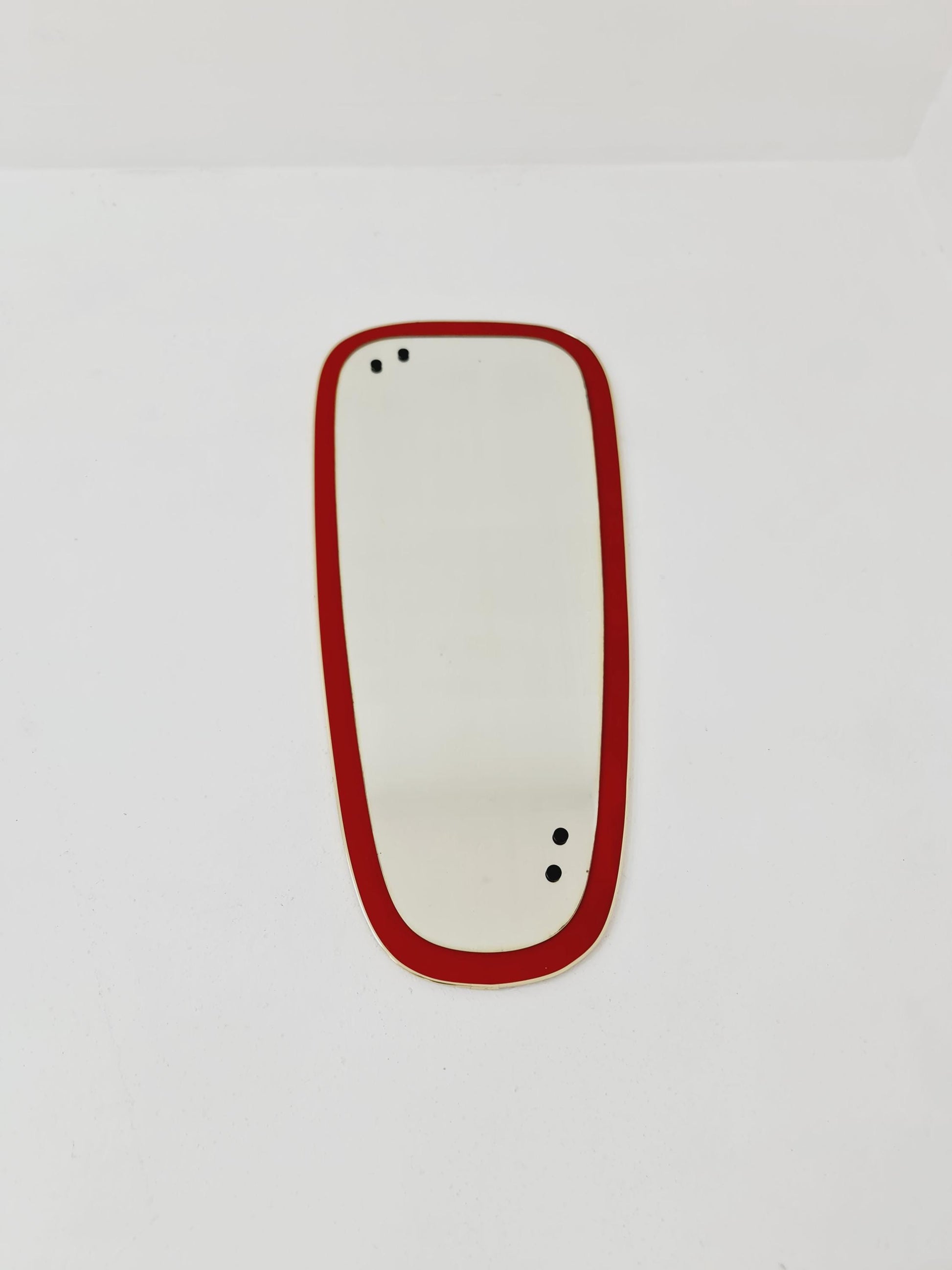 Mid Century asymmetric German brass Original kidney wall mirror from the 60s Rockabilly By Zier
