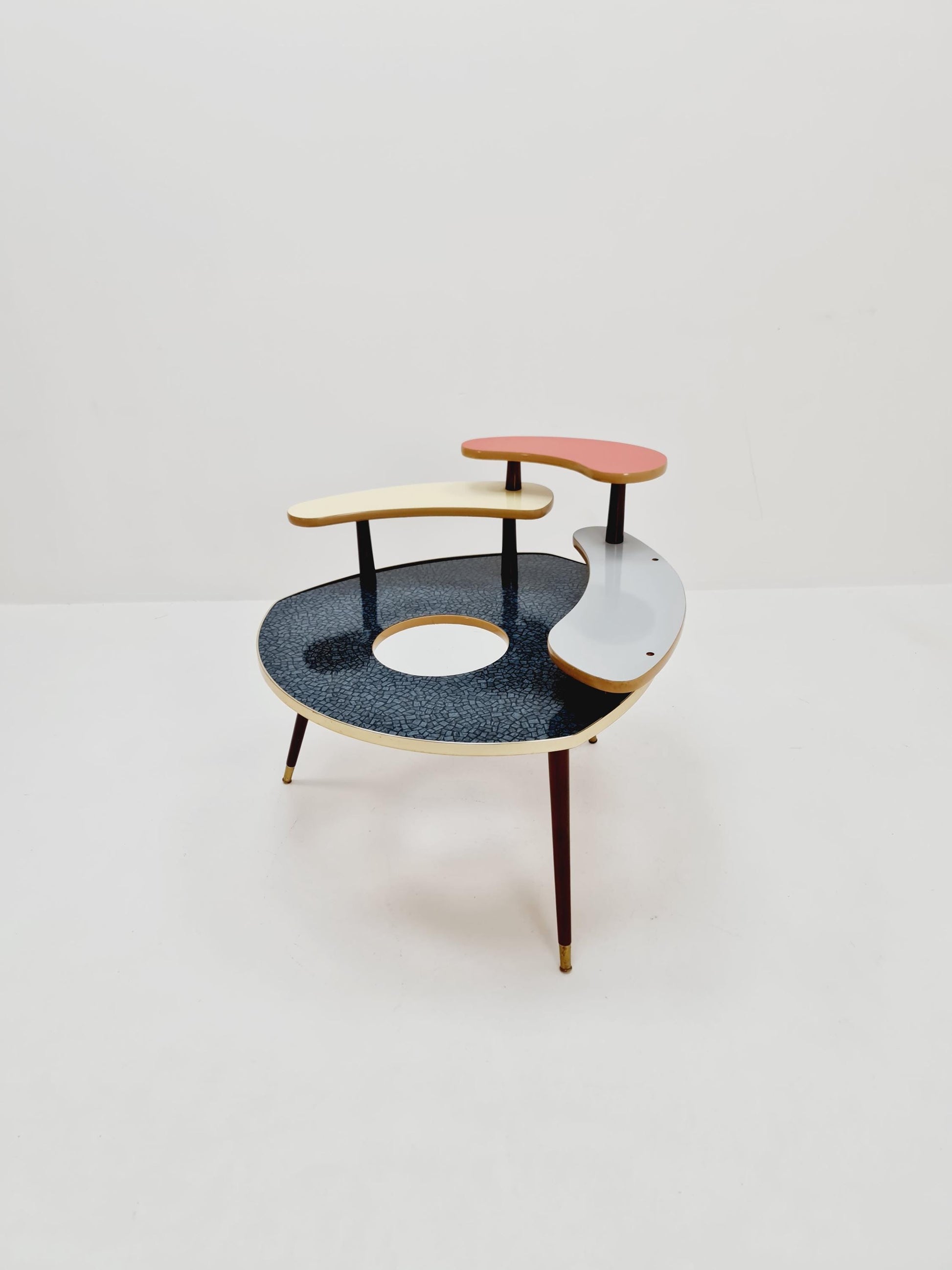 Big 1950s German Plant Stand, Colorful Vintage Mid-Century Minimalist Indoor Plant Stand Side Table Retro flower table