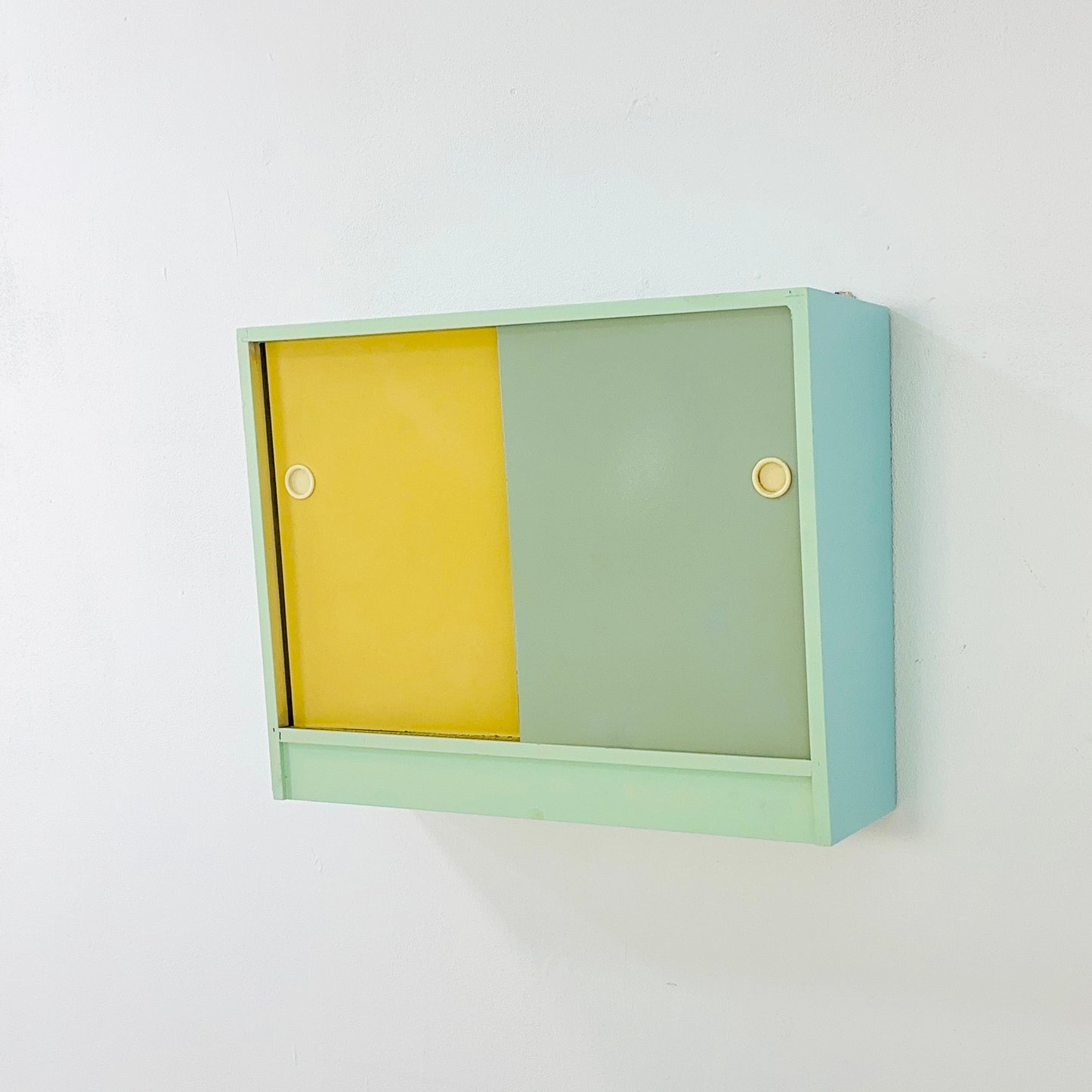 Vintage kitchen wooden wall cabinet colorful, medicine cabinet , 1960s Germany