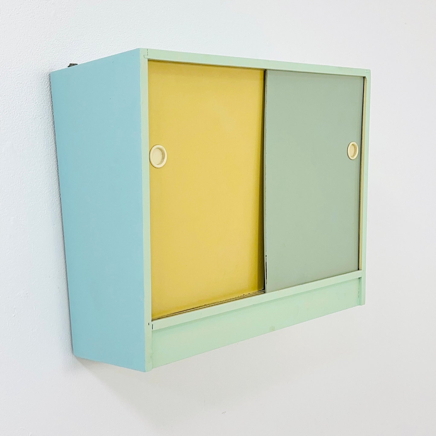 Vintage kitchen wooden wall cabinet colorful, medicine cabinet , 1960s Germany