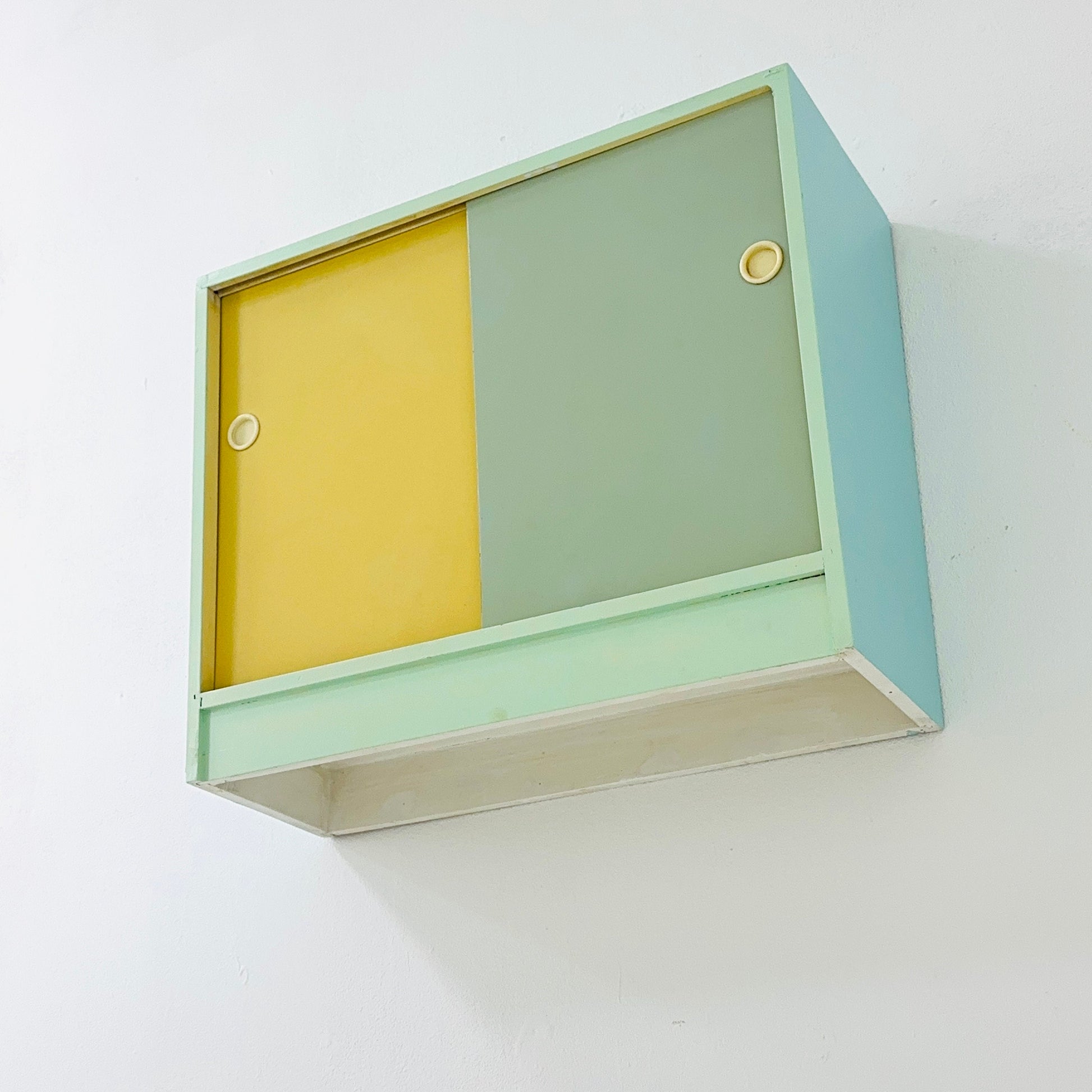 Vintage kitchen wooden wall cabinet colorful, medicine cabinet , 1960s Germany