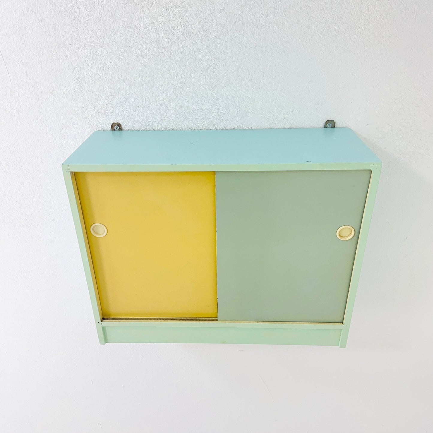 Vintage kitchen wooden wall cabinet colorful, medicine cabinet , 1960s Germany