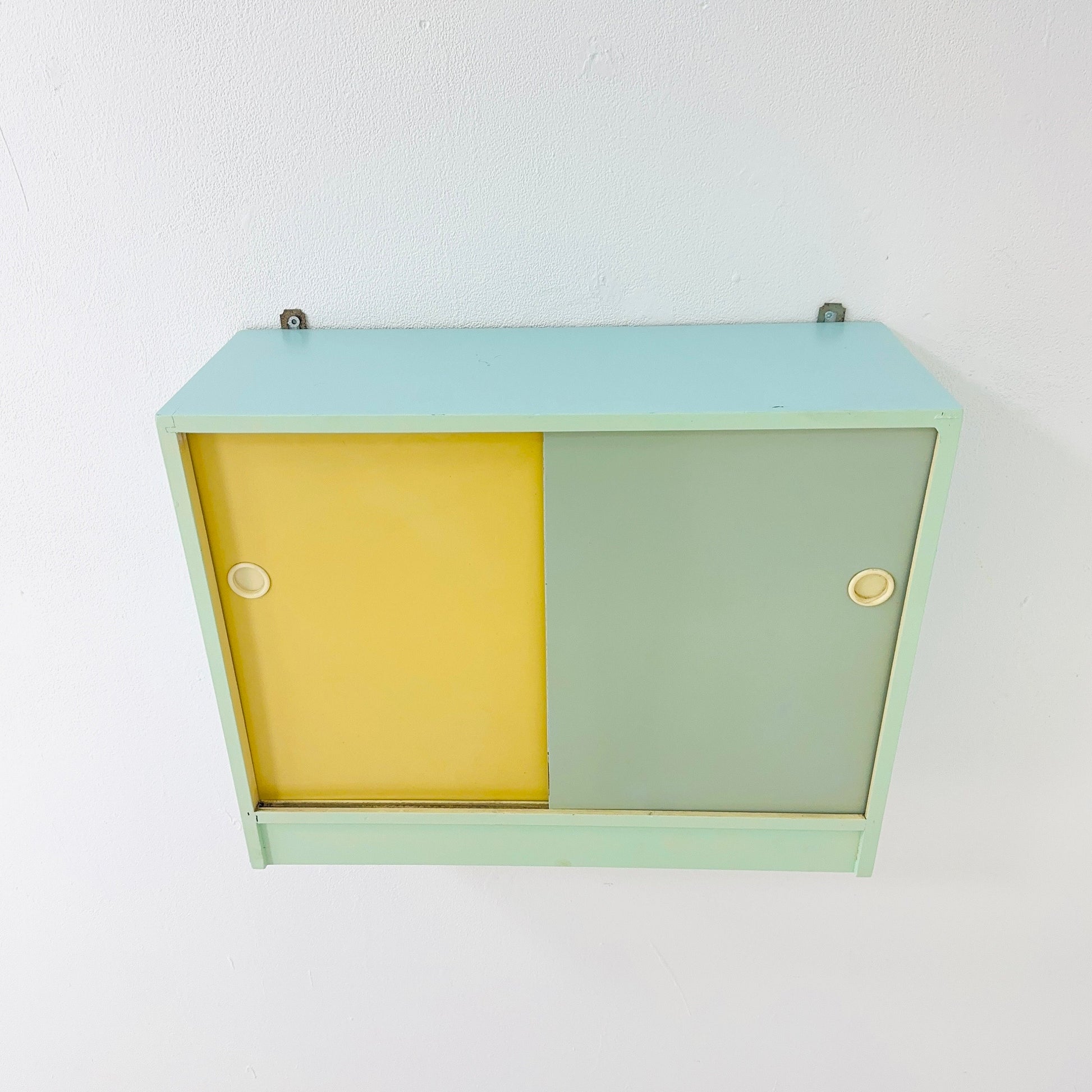 Vintage kitchen wooden wall cabinet colorful, medicine cabinet , 1960s Germany