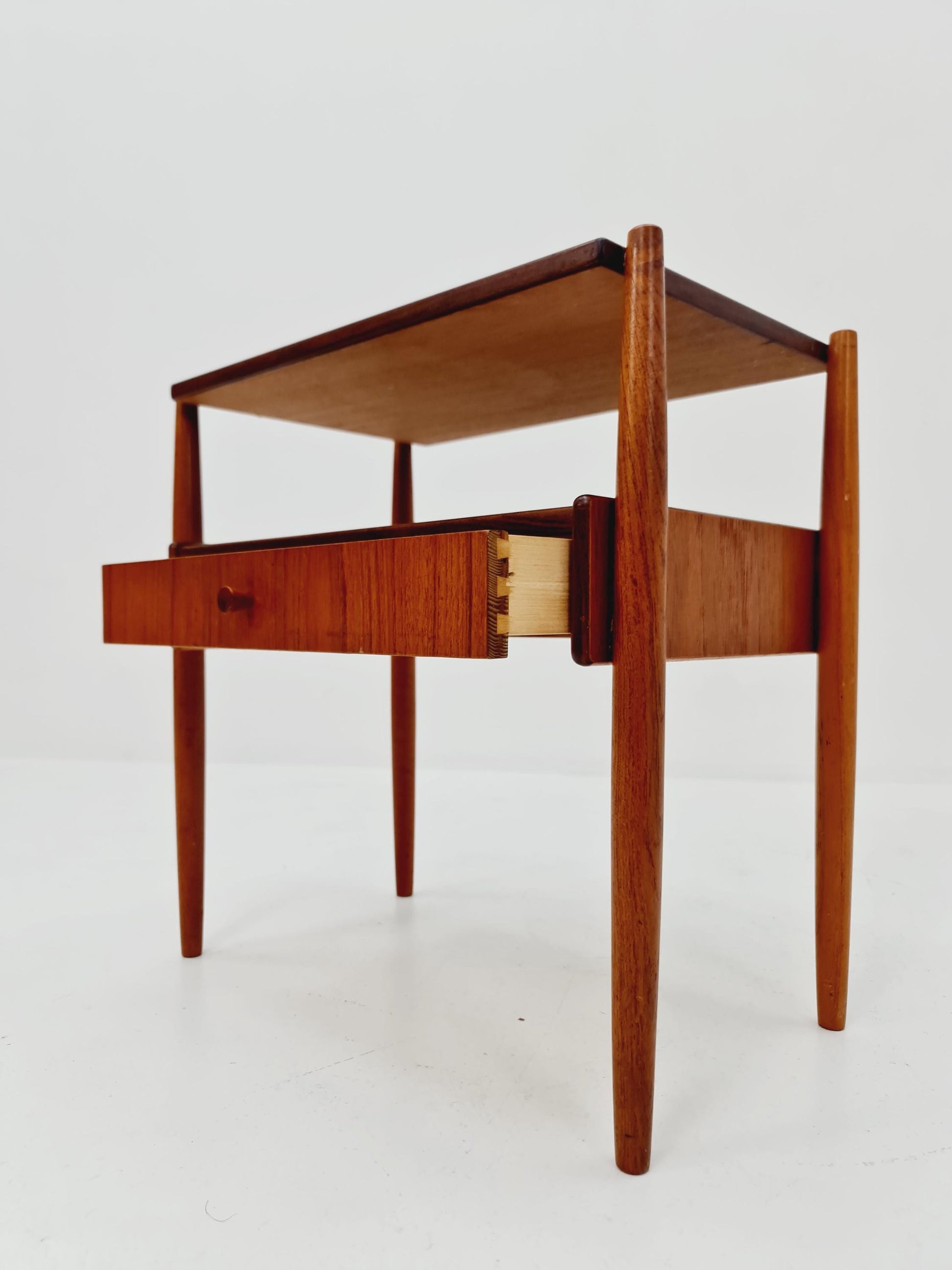 Danish Midcentury teak & brass side tables/ Bedside tables, 1960s