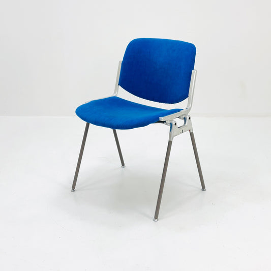 1/50 Mid century Stacking blue fabric chair by Giancarlo Piretti for Anomima Castelli ,Italy 1960s