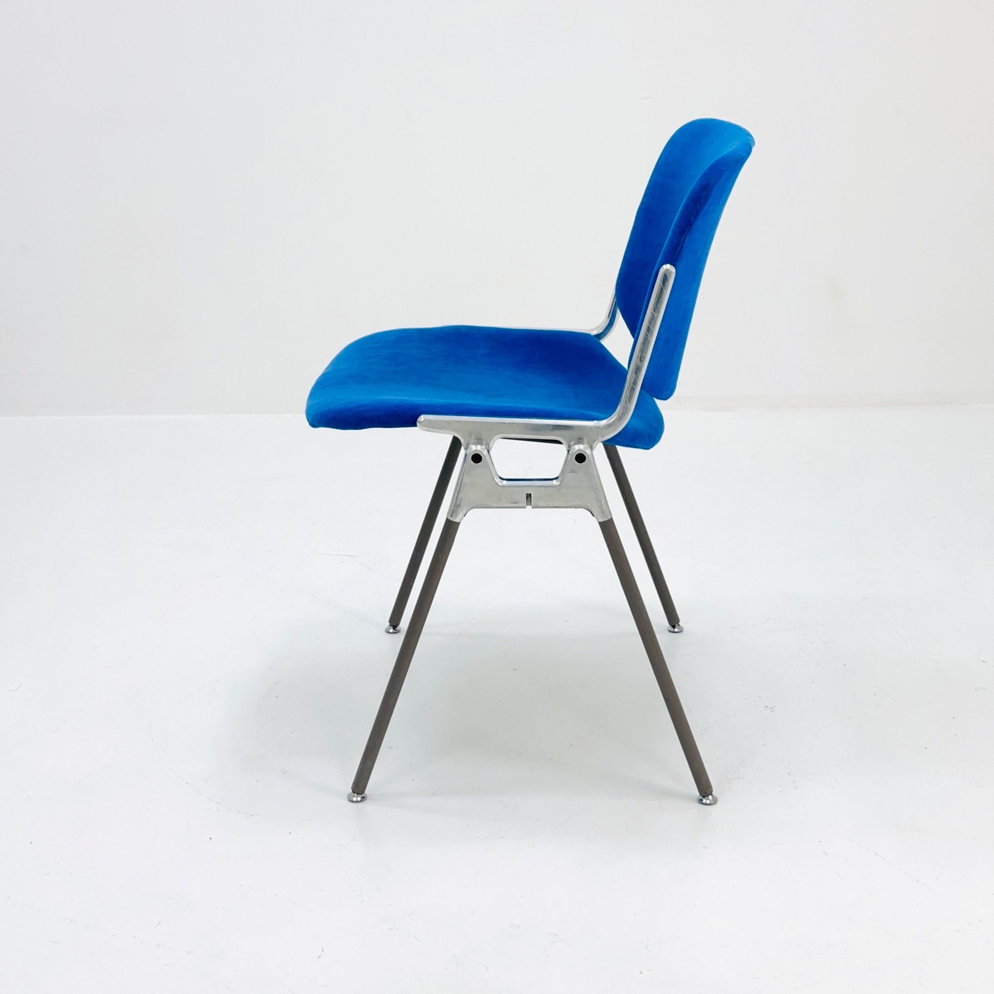 1/50 Mid century Stacking blue fabric chair by Giancarlo Piretti for Anomima Castelli ,Italy 1960s