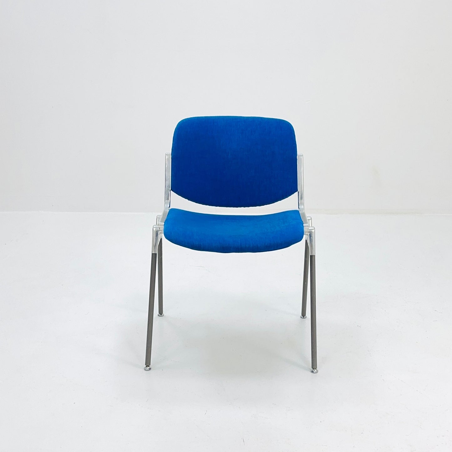 1/50 Mid century Stacking blue fabric chair by Giancarlo Piretti for Anomima Castelli ,Italy 1960s