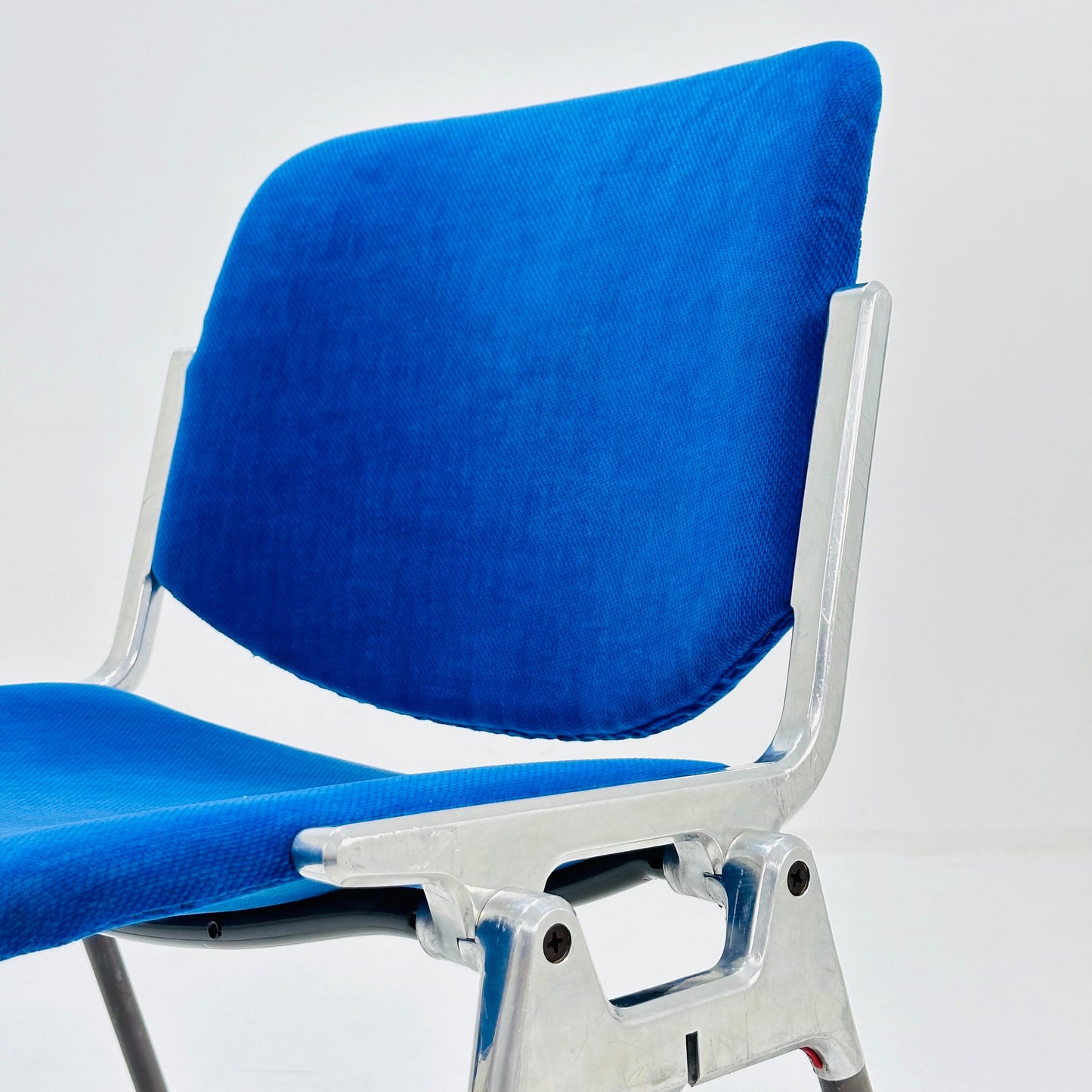 1/50 Mid century Stacking blue fabric chair by Giancarlo Piretti for Anomima Castelli ,Italy 1960s
