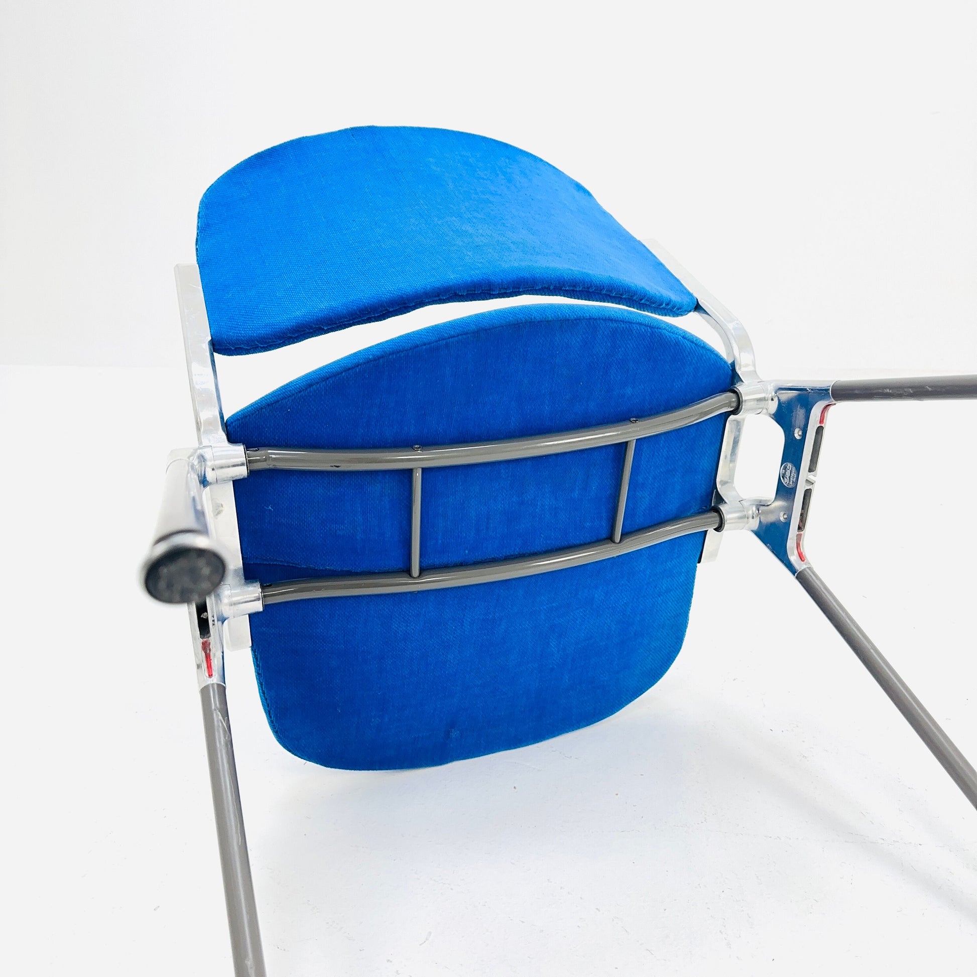 1/50 Mid century Stacking blue fabric chair by Giancarlo Piretti for Anomima Castelli ,Italy 1960s