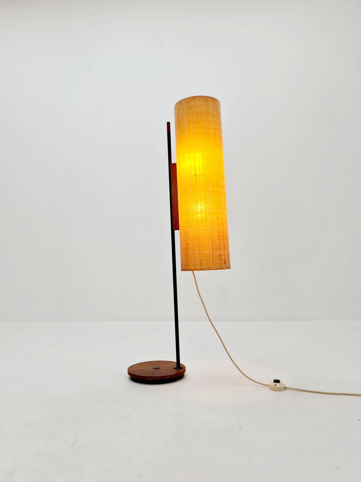 Rare Midcentury Danish floor lamp teak & fiberglass 1960s