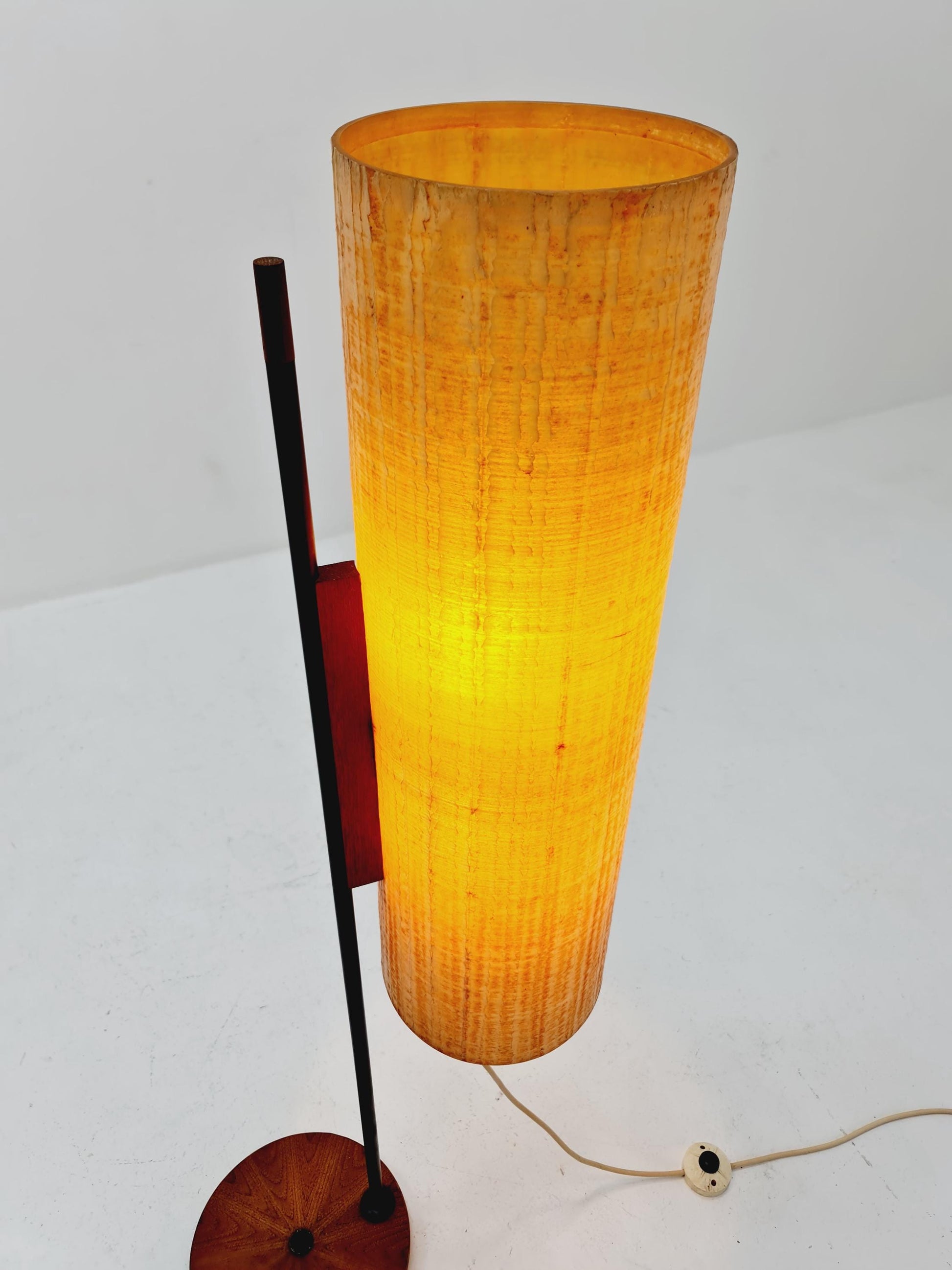 Rare Midcentury Danish floor lamp teak & fiberglass 1960s