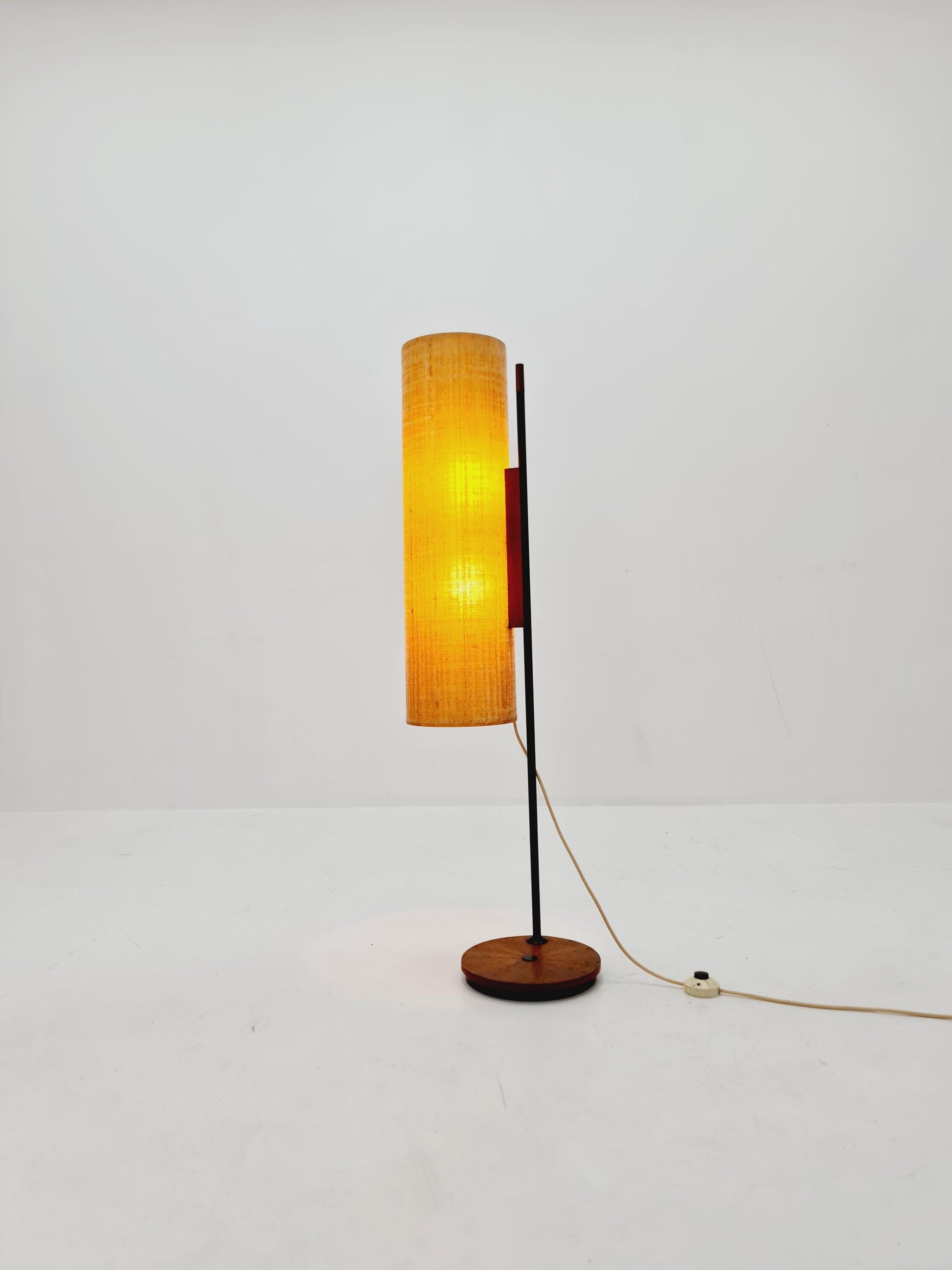 Rare Midcentury Danish floor lamp teak & fiberglass 1960s