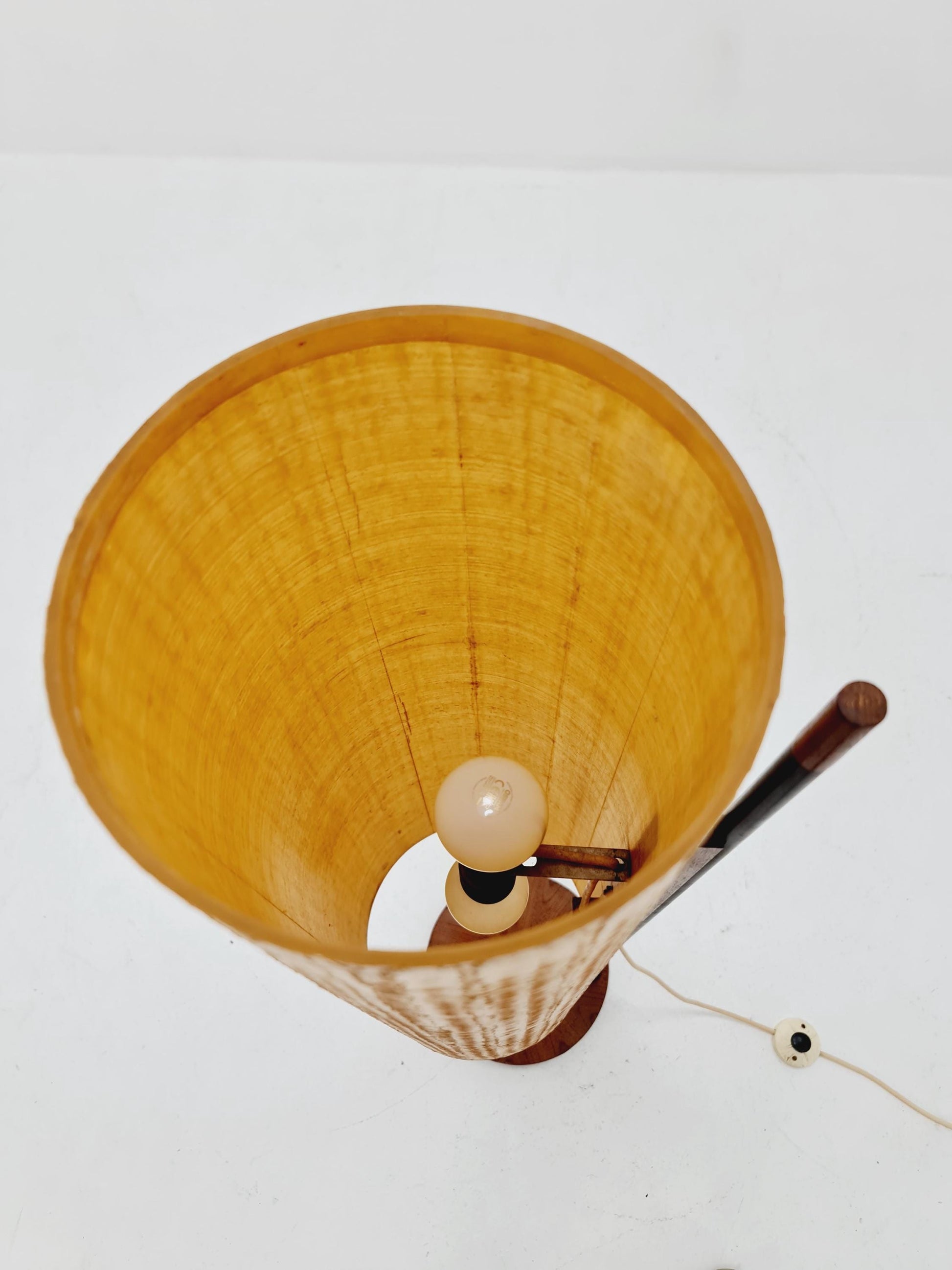 Rare Midcentury Danish floor lamp teak & fiberglass 1960s