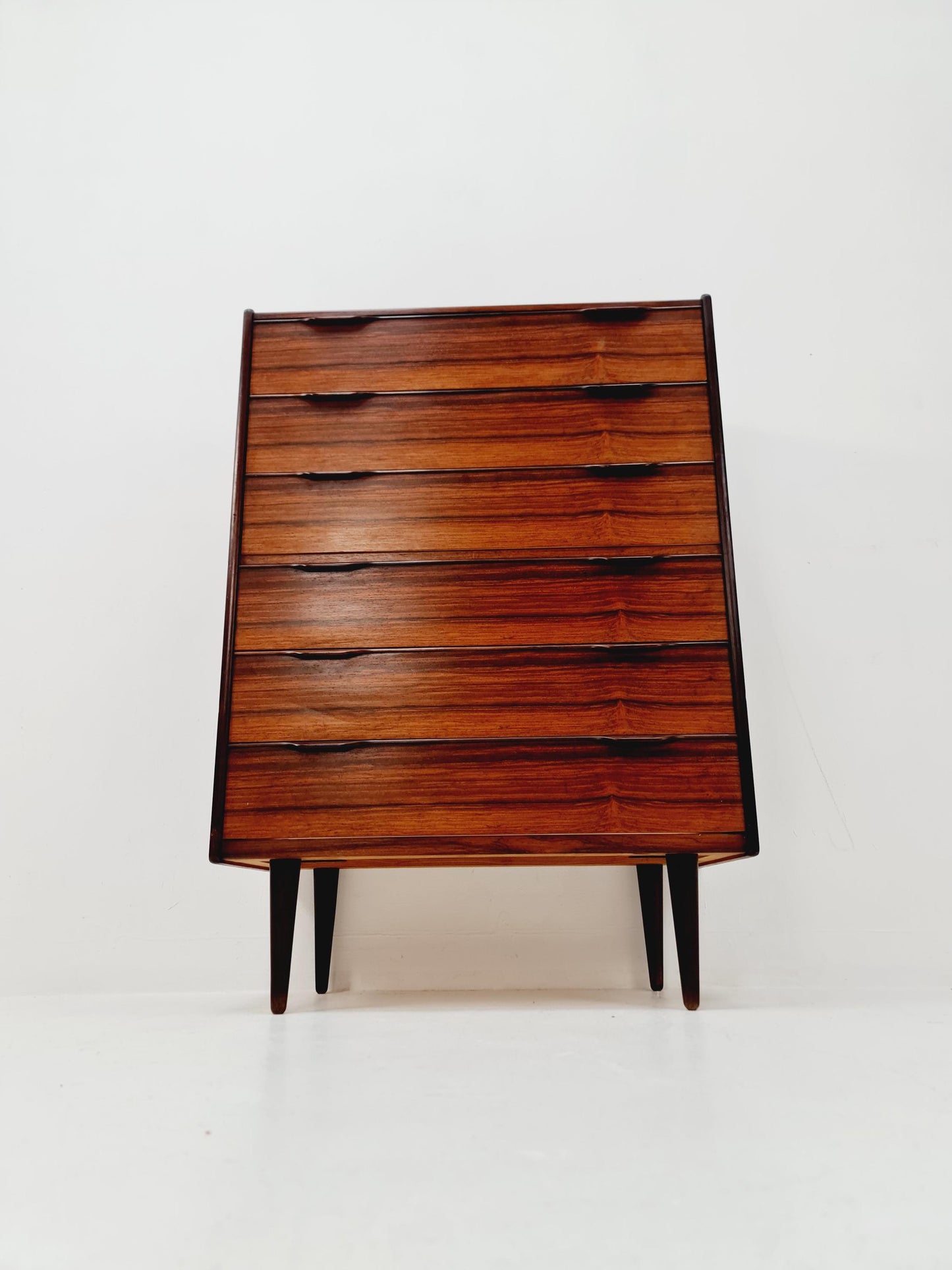 Midcentury Danish chest of drawers, 6 drawer dresser, cabinet By Fredericica, 1960s