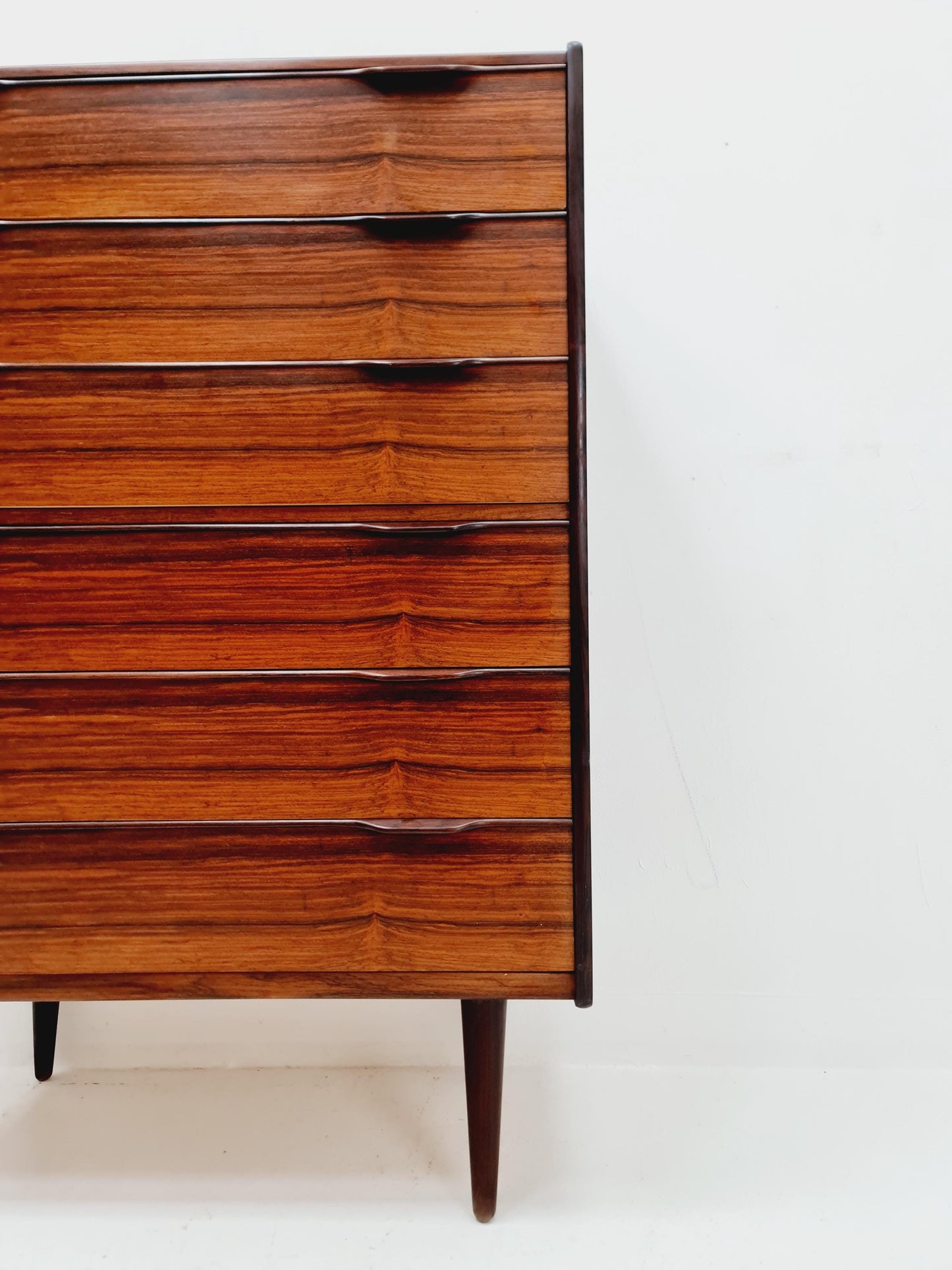 Midcentury Danish chest of drawers, 6 drawer dresser, cabinet By Fredericica, 1960s