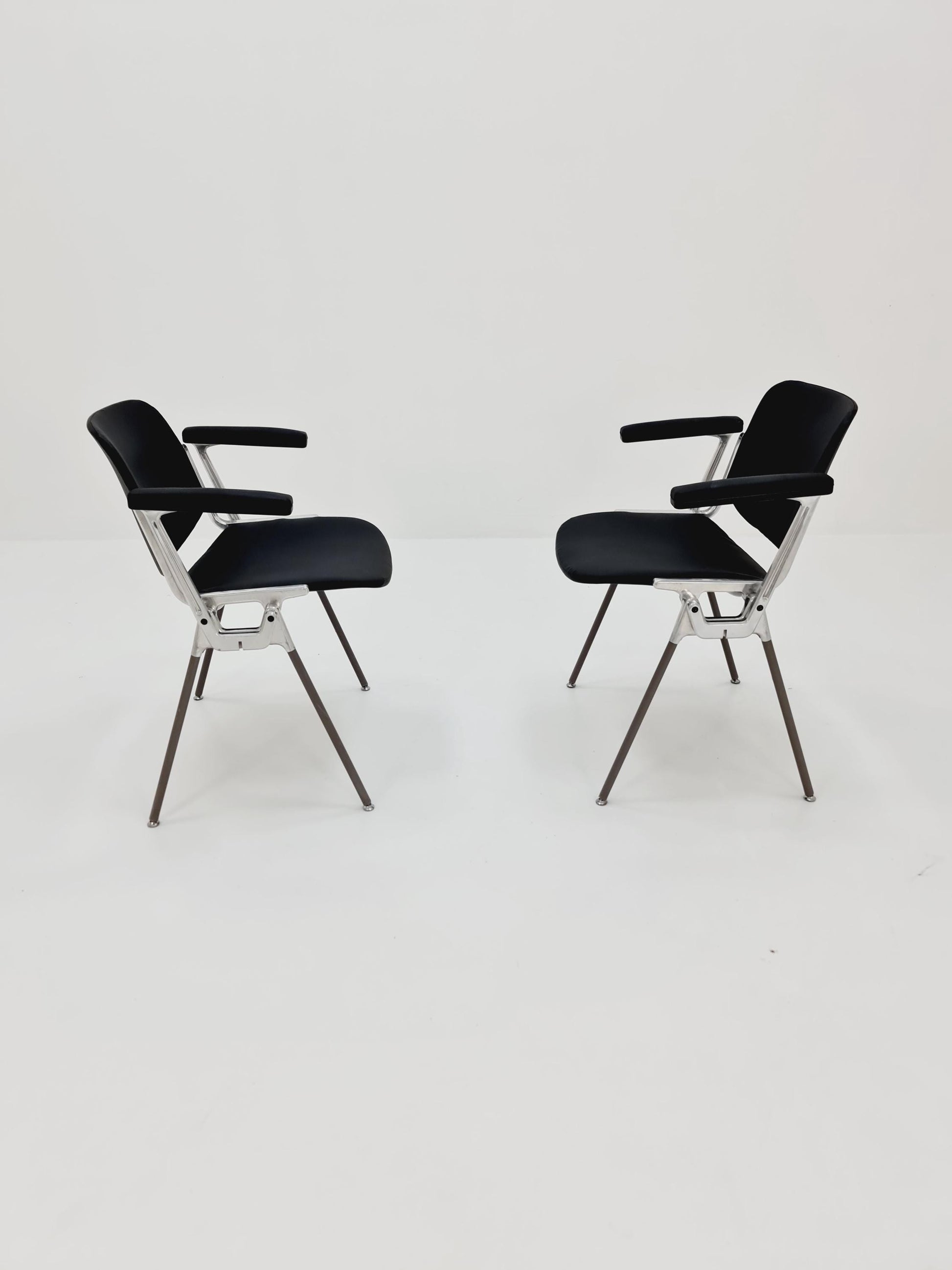 1 / 2 Italian black leatherite Castelli arm chairs by Giancarlo Piretti, 1970s