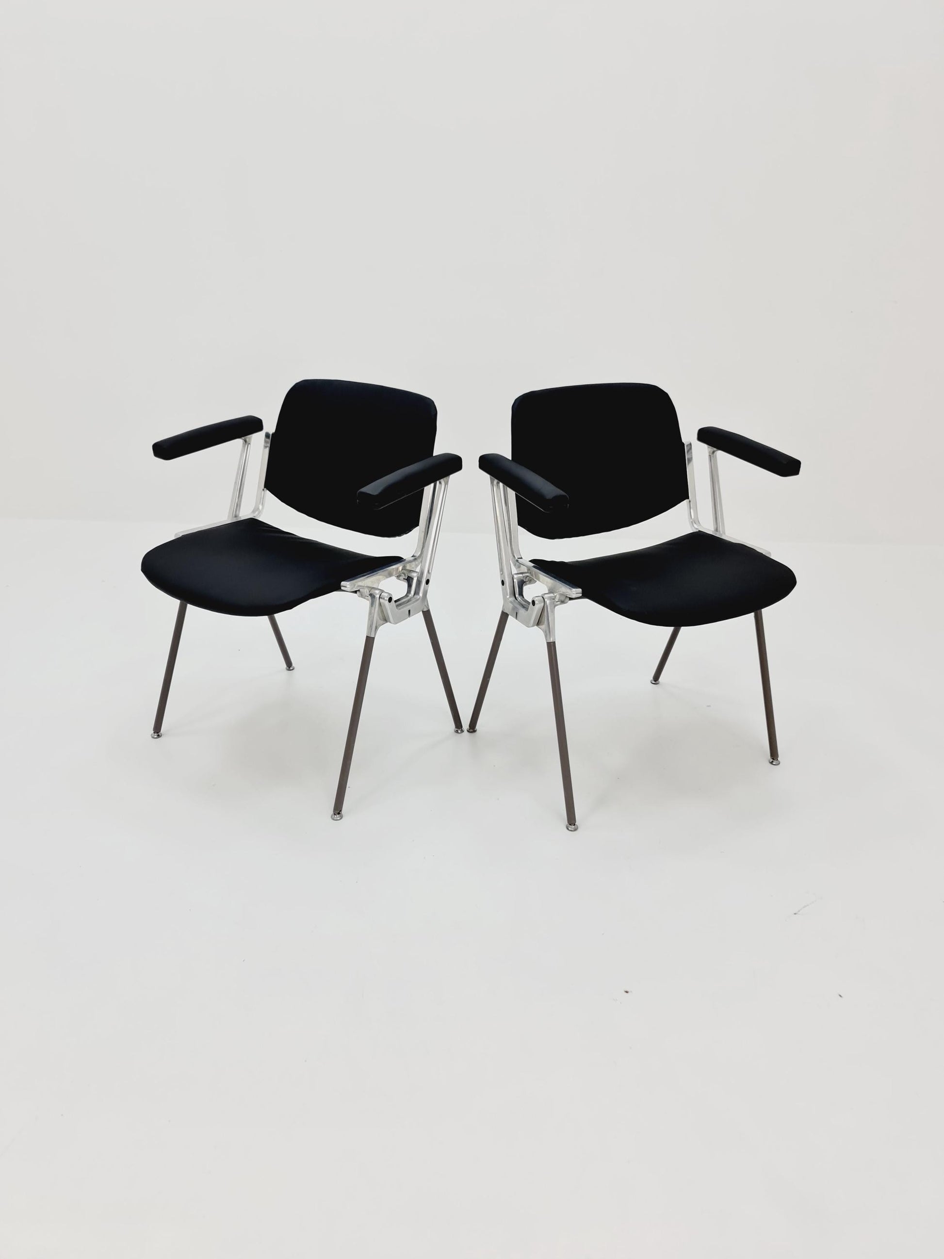 1 / 2 Italian black leatherite Castelli arm chairs by Giancarlo Piretti, 1970s