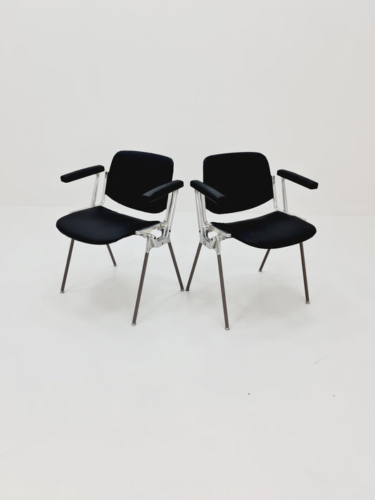 1 / 2 Italian black leatherite Castelli arm chairs by Giancarlo Piretti, 1970s