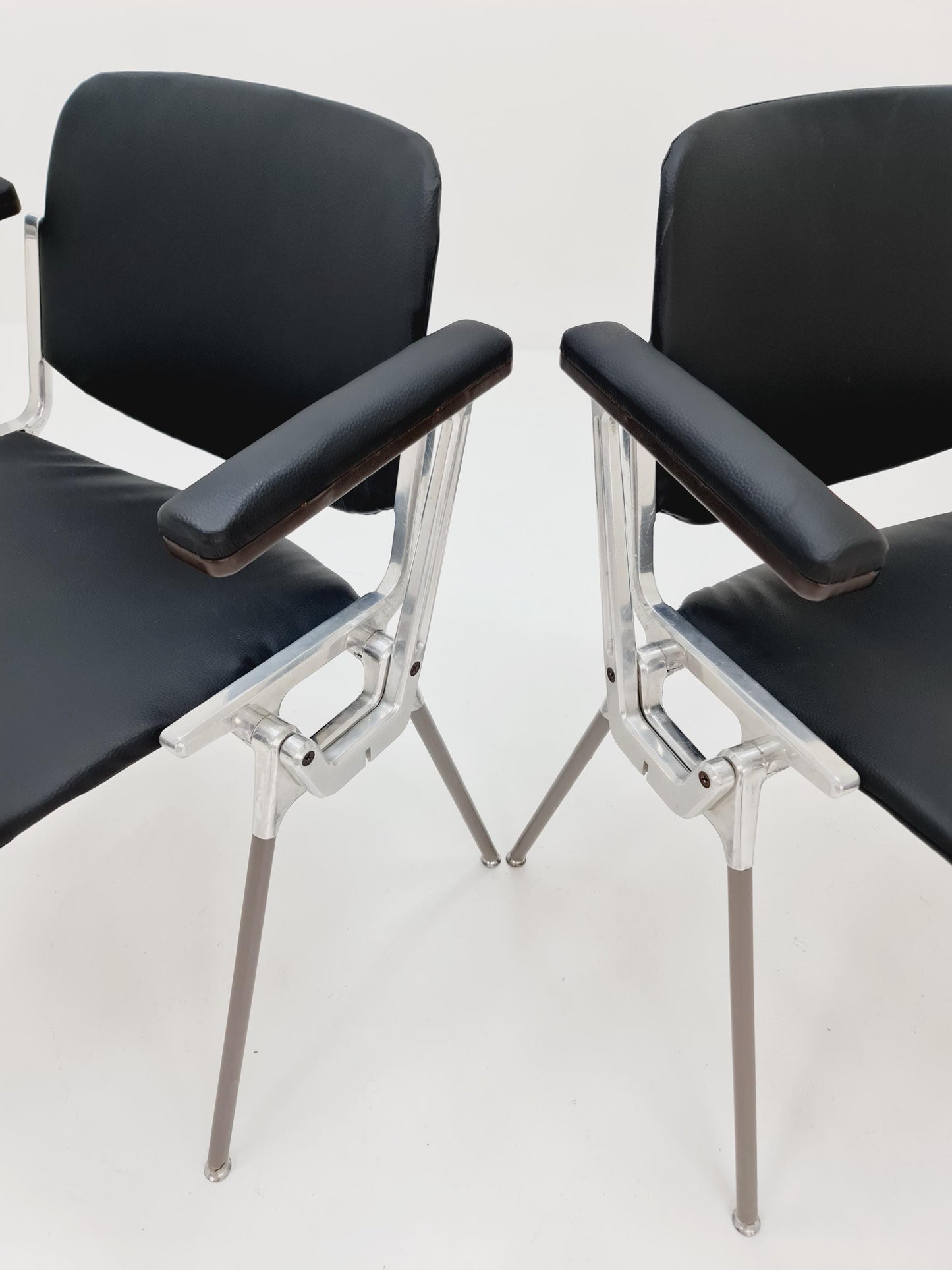 1 / 2 Italian black leatherite Castelli arm chairs by Giancarlo Piretti, 1970s