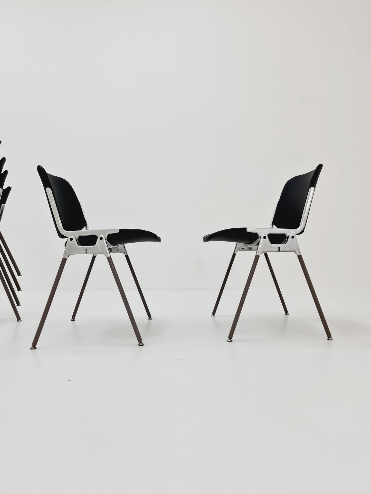 1 / 6 Italian black leatherite Castelli chairs by Giancarlo Piretti, 1970s